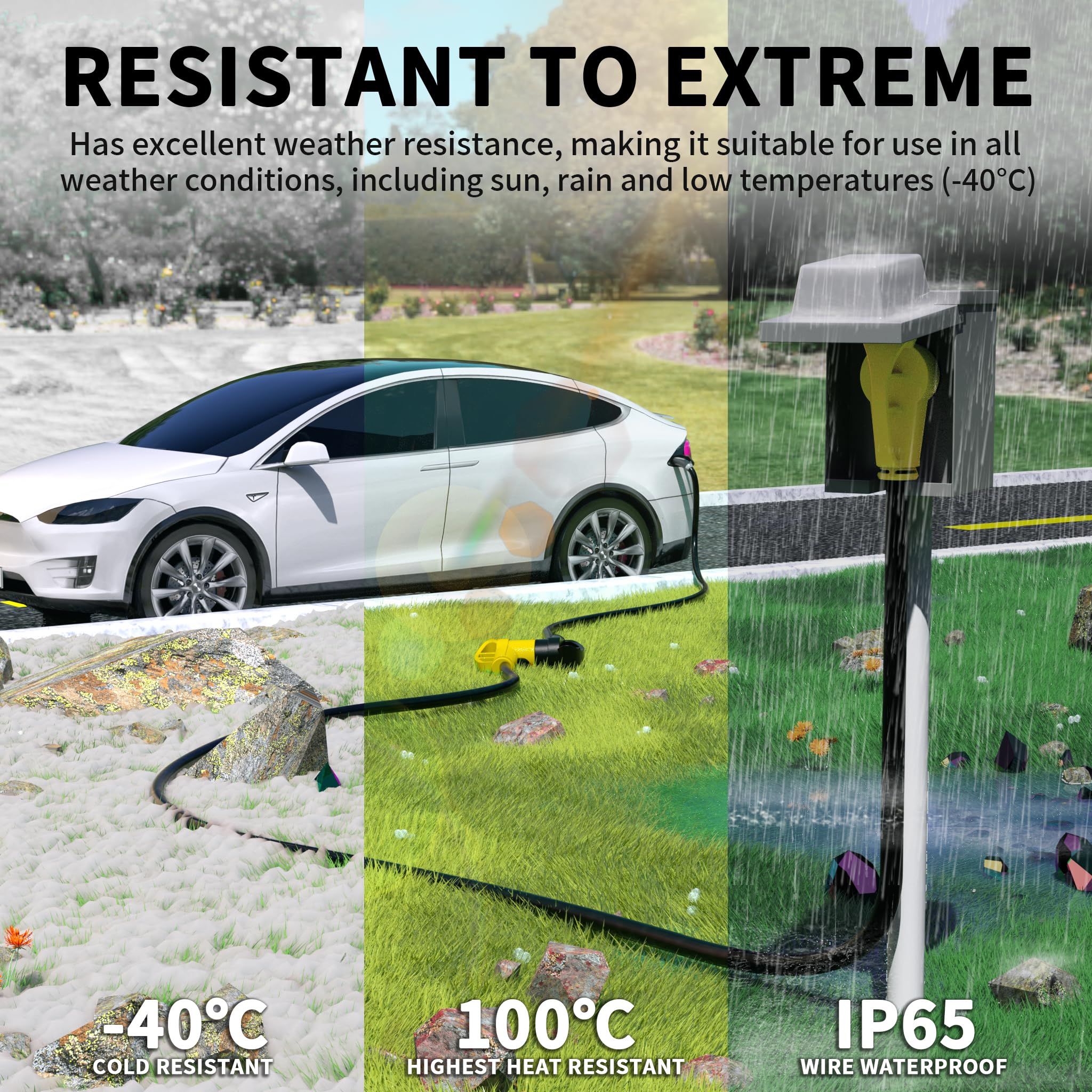 Powgrn 30 Amp Rv Extension Cord 50 Ft Outdoor With Grip Handle, Flexible Heavy Duty 10/3 Gauge Stw 3 Prong Rv Power Cord With Ca