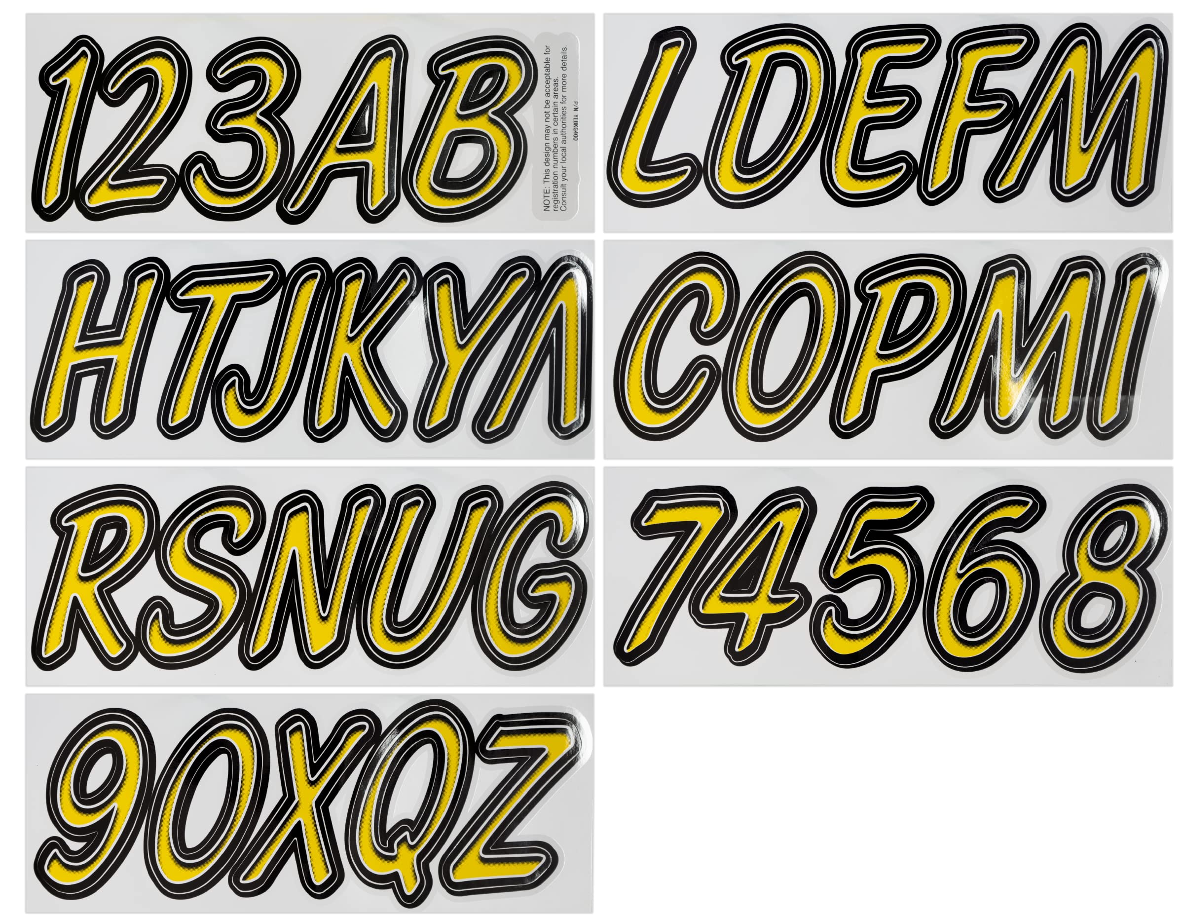 Hardline Products Series 400 Factory Matched 3-Inch Boat & Pwc Registration Number Kit, Yellow/Black - Yebkg400