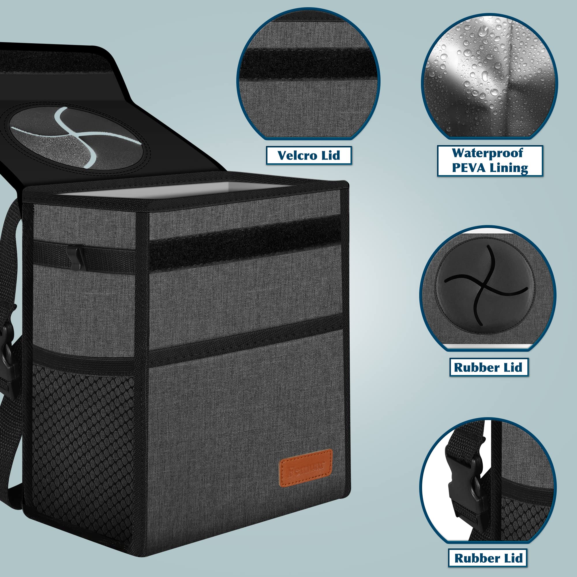 Leak Proof Car Trash Bag Waterproof Garbage Can With Lid For Suv Front Seat Multipurpose Car Hanging For Headrest Collapsible An