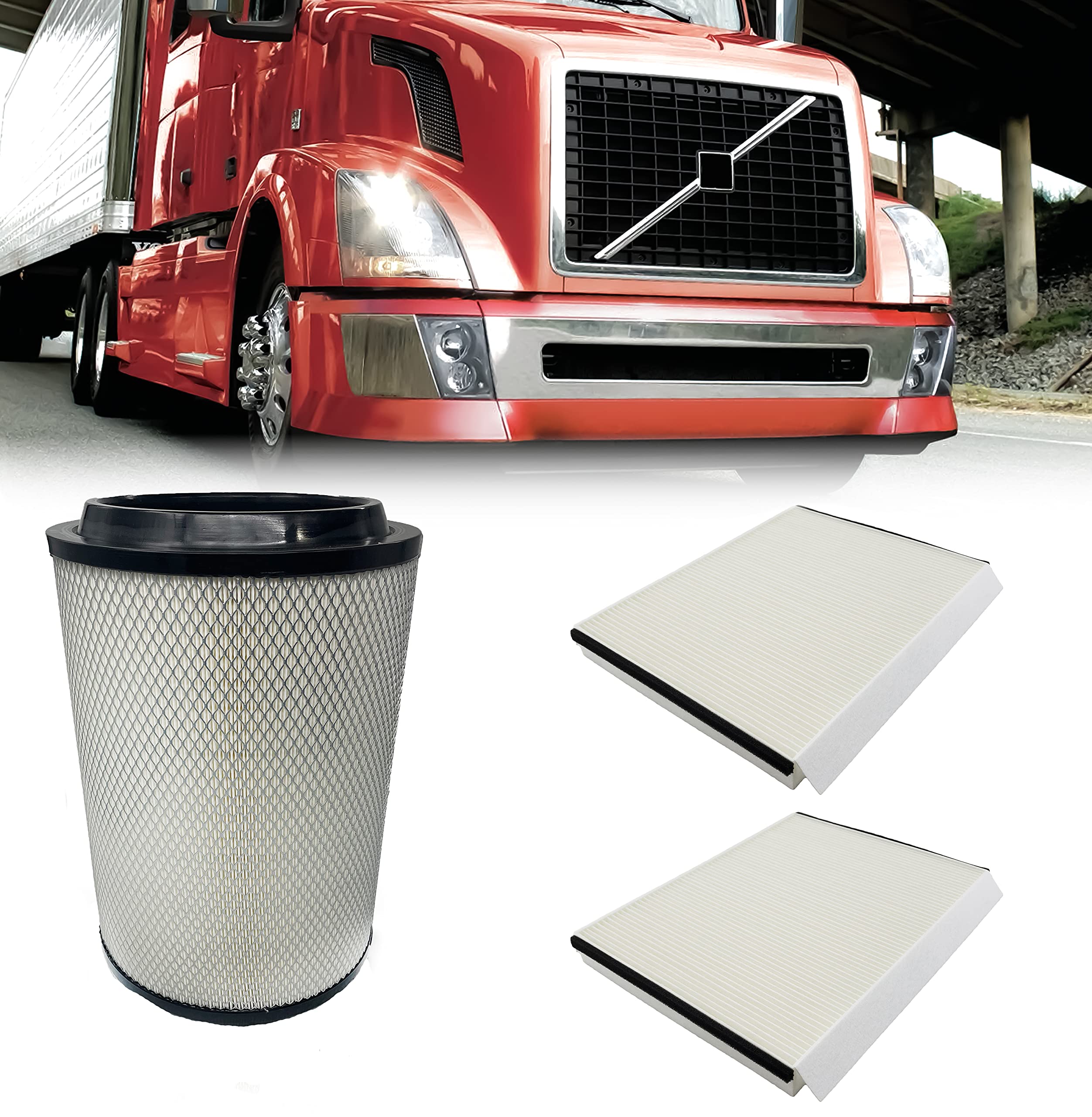 Torque Engine & 2 Air Filters Replacement For Semi Trucks Vnl 780 760 860 670 630 2002+ Replaces 20435801 Af26405 Caf24000 49084