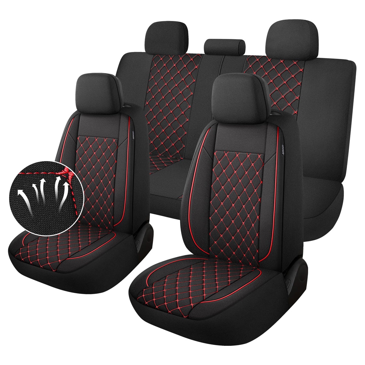 YGL Breathble Car Seat Covers Full Set, Washable Seat Covers for Cars, Premium Cloth Car Seat Protectors, Interior Covers for Ca