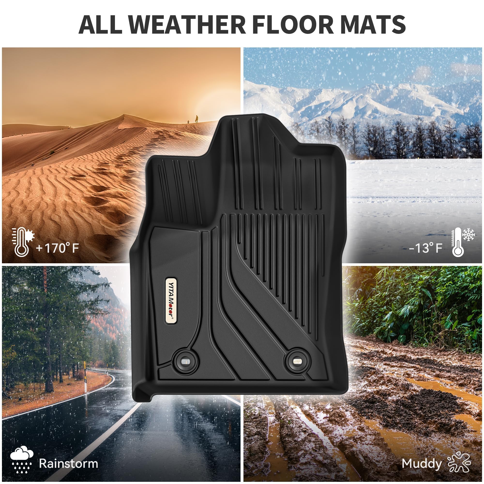 Yitamotor Floor Mats Fits For Toyota Tundra Double Cab 2025-2022, Custom Fit Tundra Car Mats, All-Weather Tpe Front And Rear Row