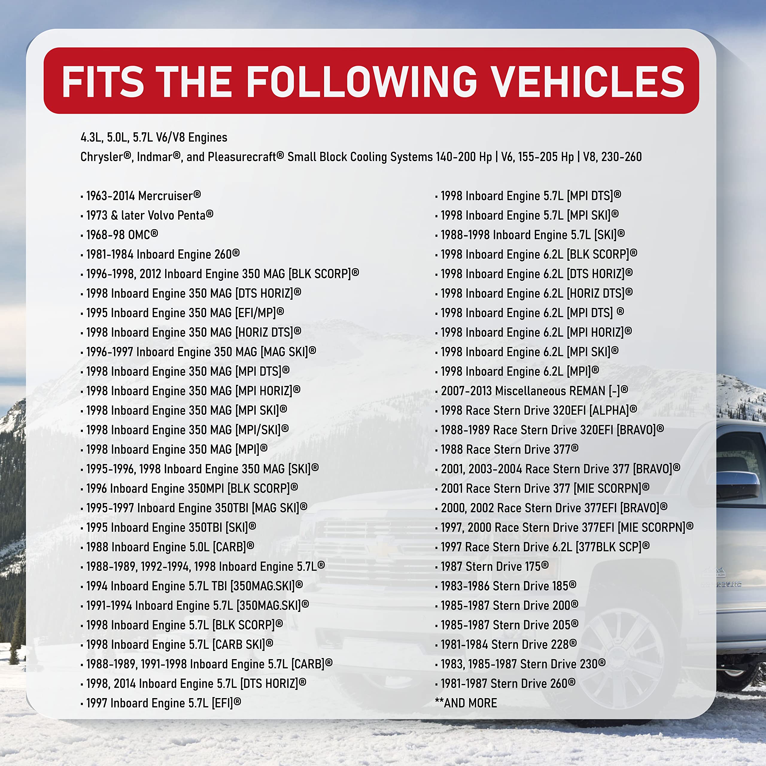 Water Circulating Pump Kit - Fits Mercruiser, Stern Drive & Volvo Penta, 1968-1998 Omc,Chrysler & Indmar - Inboard 4.3, 5.0, 5.7