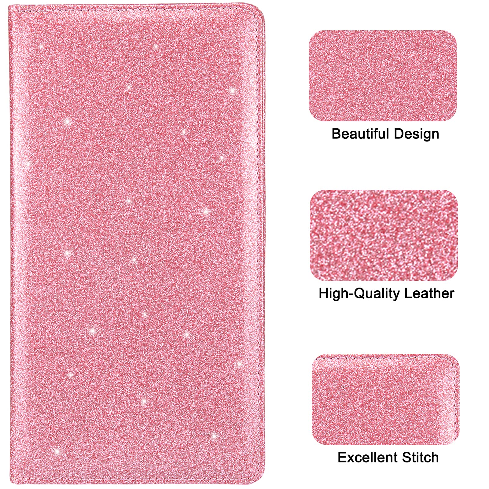 Car Registration And Insurance Holder, Premium Bling Leather Insurance And Registration Holder,Vehicle Glove Box Car Organizer,Wallet Accessories Case With Magnetic Shut For Cards, Essential Document, Driver License (Pink)