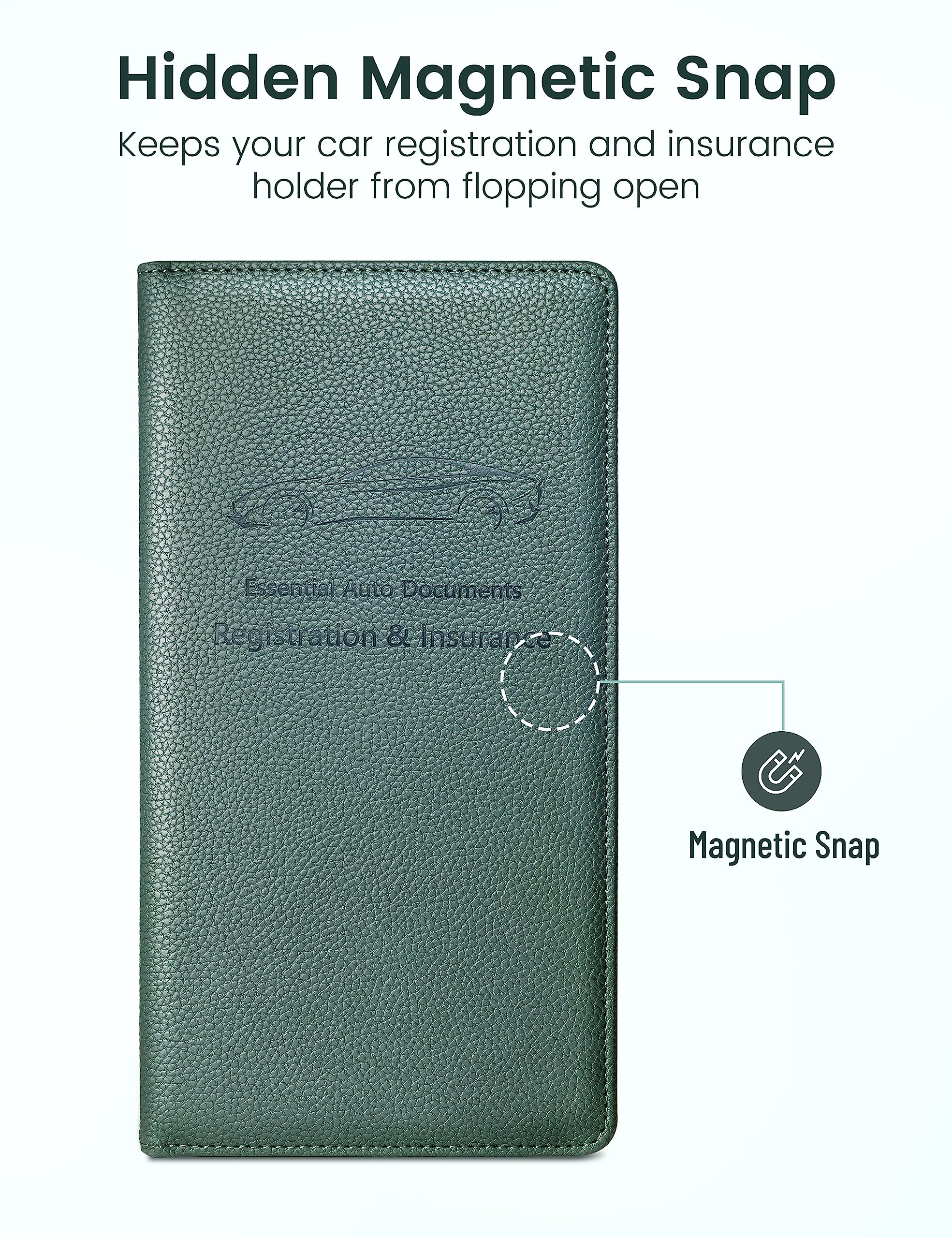 Yarnic Car Registration and Insurance Holder, Car Document Holder with Magnetic Closure, Registration and Insurance Card Holder