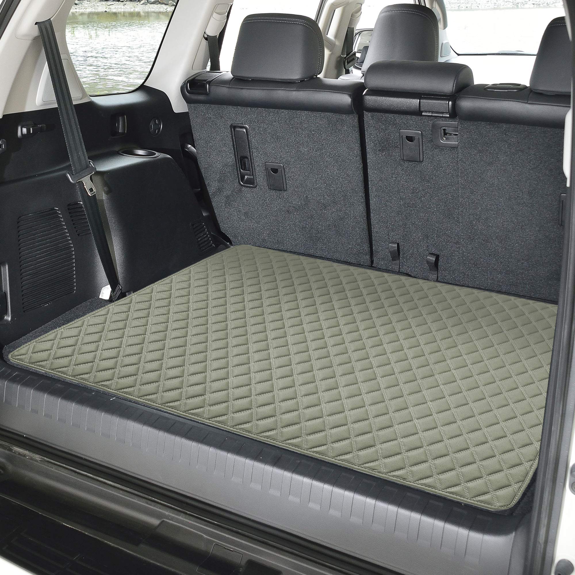 Fh Group F16501Gray-32 Deluxe Heavy Duty Faux Leather Diamond Pattern Multi-Purpose Gray Automotive Cargo Liner Fits Most Cars,