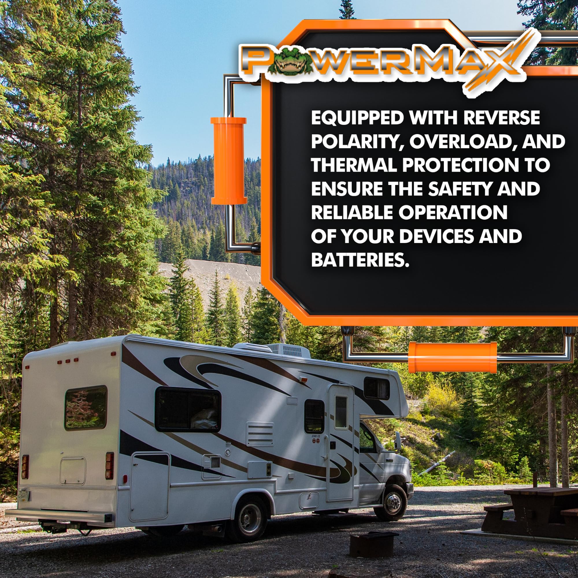 Powermax Rv Converter | 35 Amp | 12V Power Converter With Built-In 4 Stage Smart Battery Charger | 110Vac To 12Vdc | Lithium Com