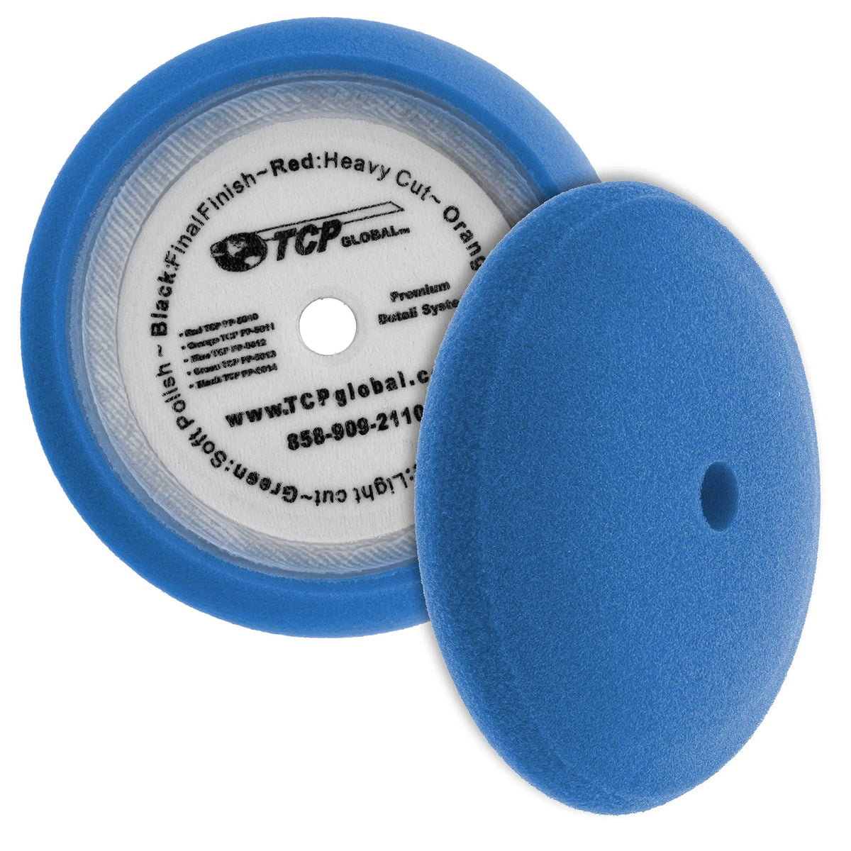 Tcp Global 8'' Blue Medium Foam Grip Pad Light Cut Polish Buff - Hook & Loop