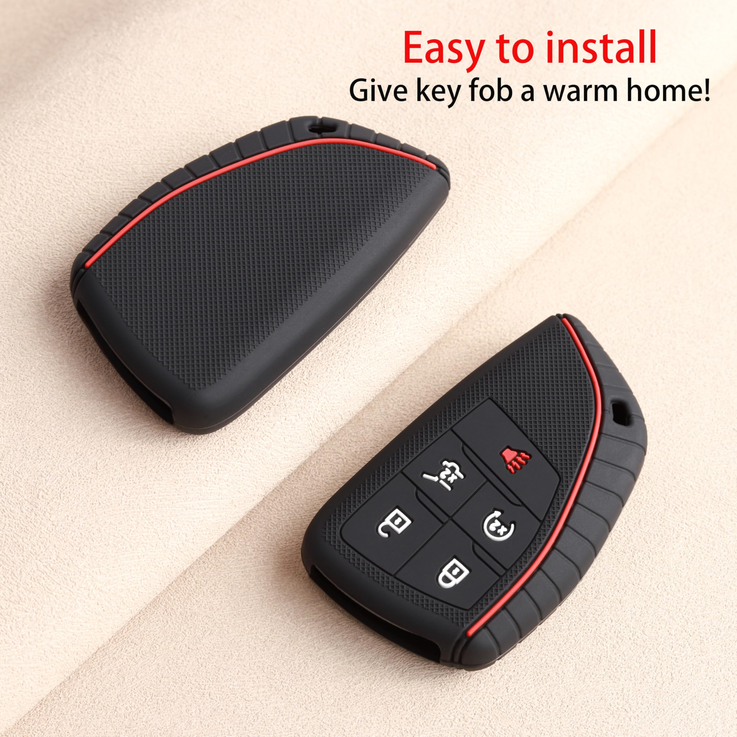 Tandrive Key Fob Cover For 2025 2024 Chevy Equinox Traverse Gmc Acadia And 2025-2021 Buick Envision, 5 Button, Silicone, 2-Pack,