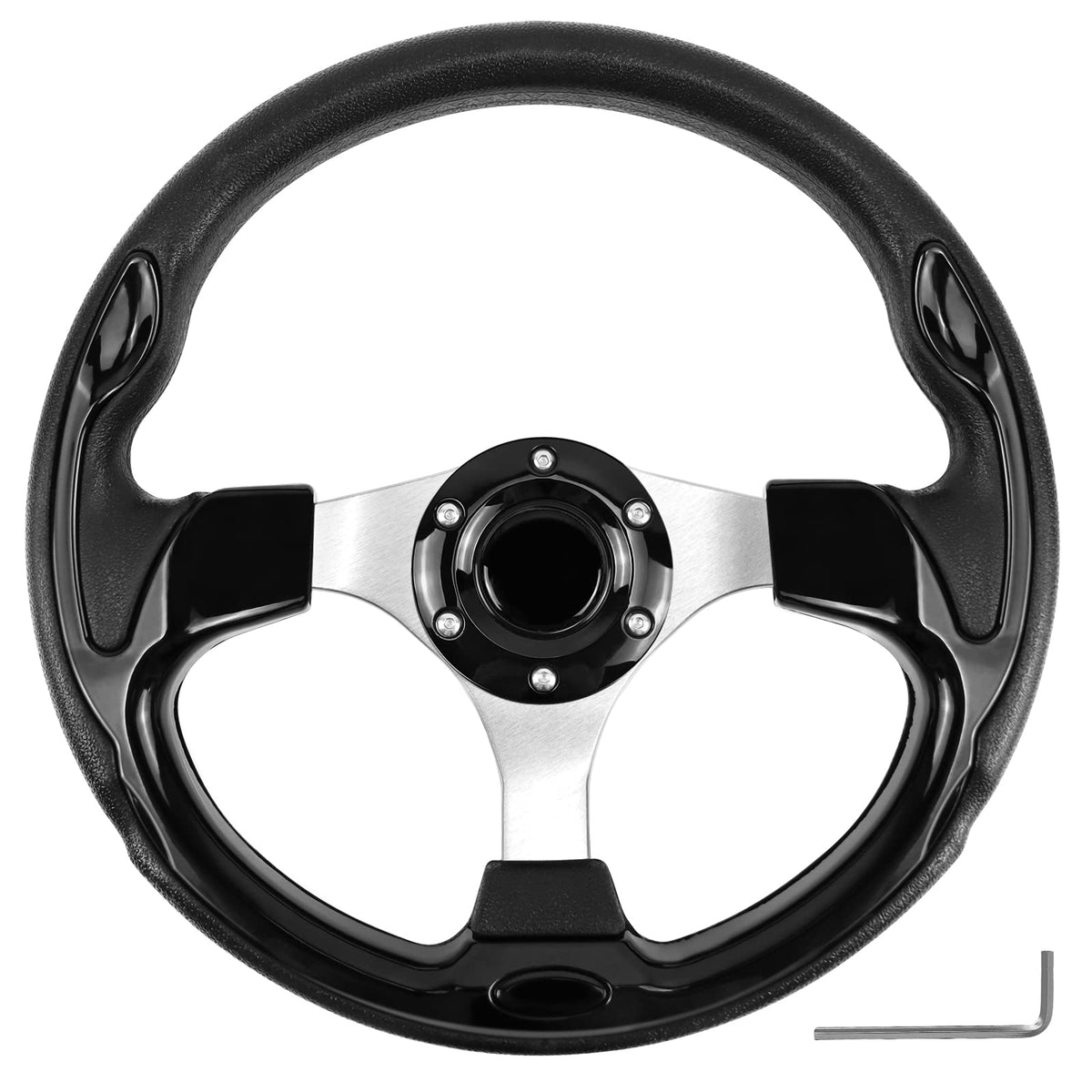 Qymopay 12.5 Inch Golf Cart Steering Wheel, Skid Steering Wheel, Universal Golf Cart For Club Car Ezgo Rxv And Txt, Yamaha, Precedent Tempo, Ds (5156 Black)