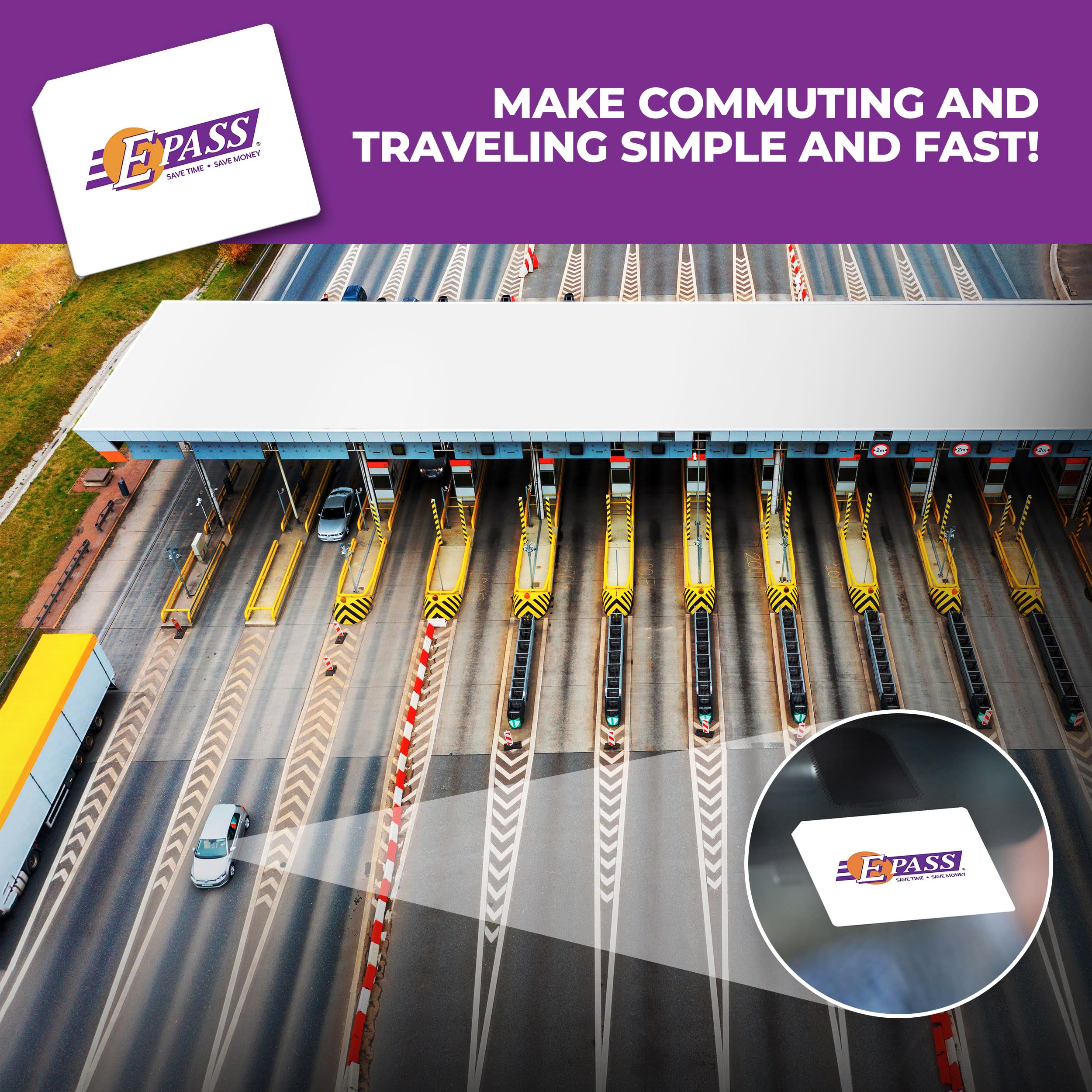 E-PASS Electronic Toll Sticker - Prepaid Toll Program for All Roads in FL, GA, NC - Hassle-Free Travel