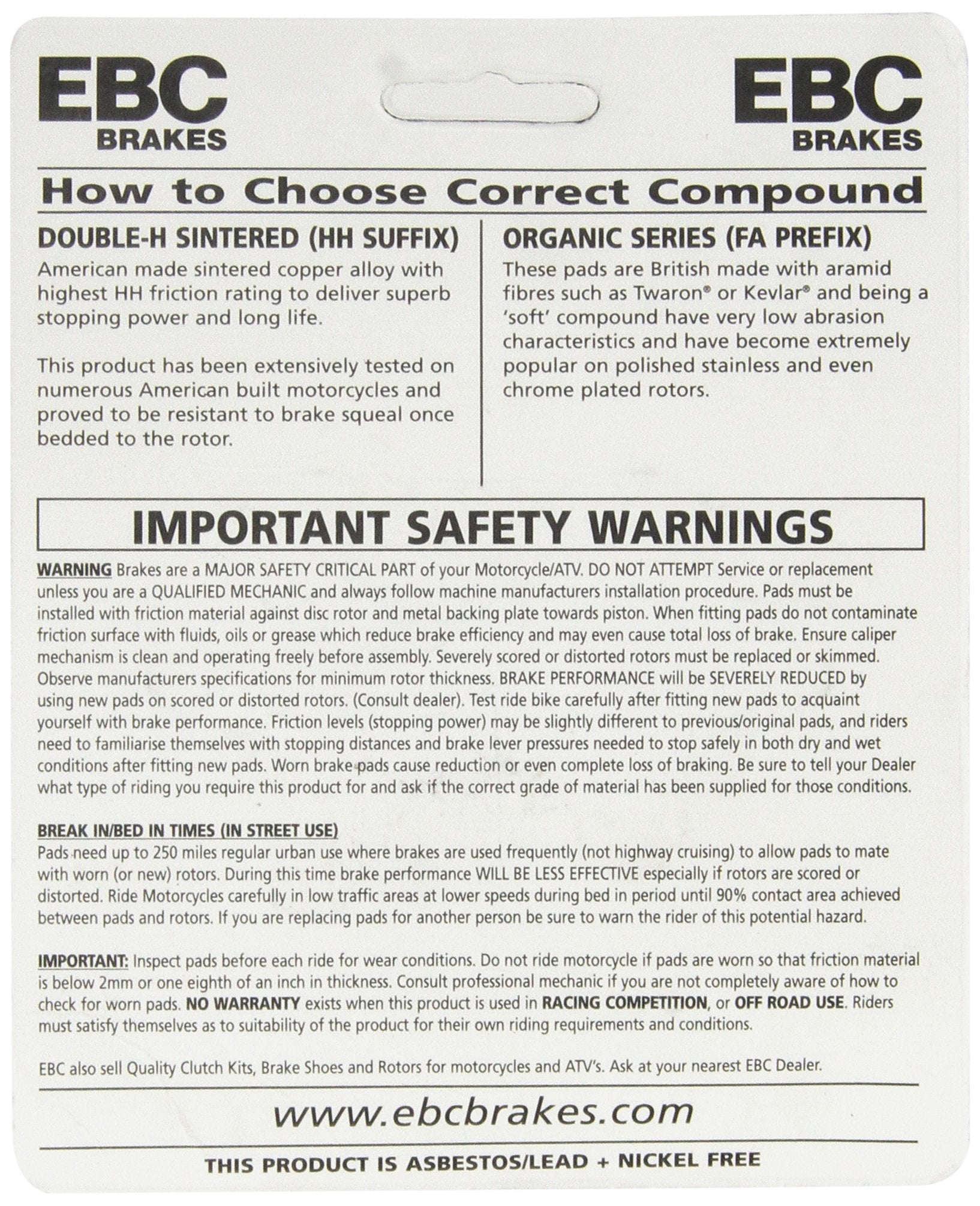 Ebc Brakes Fa400Hh Disc Brake Pad Set