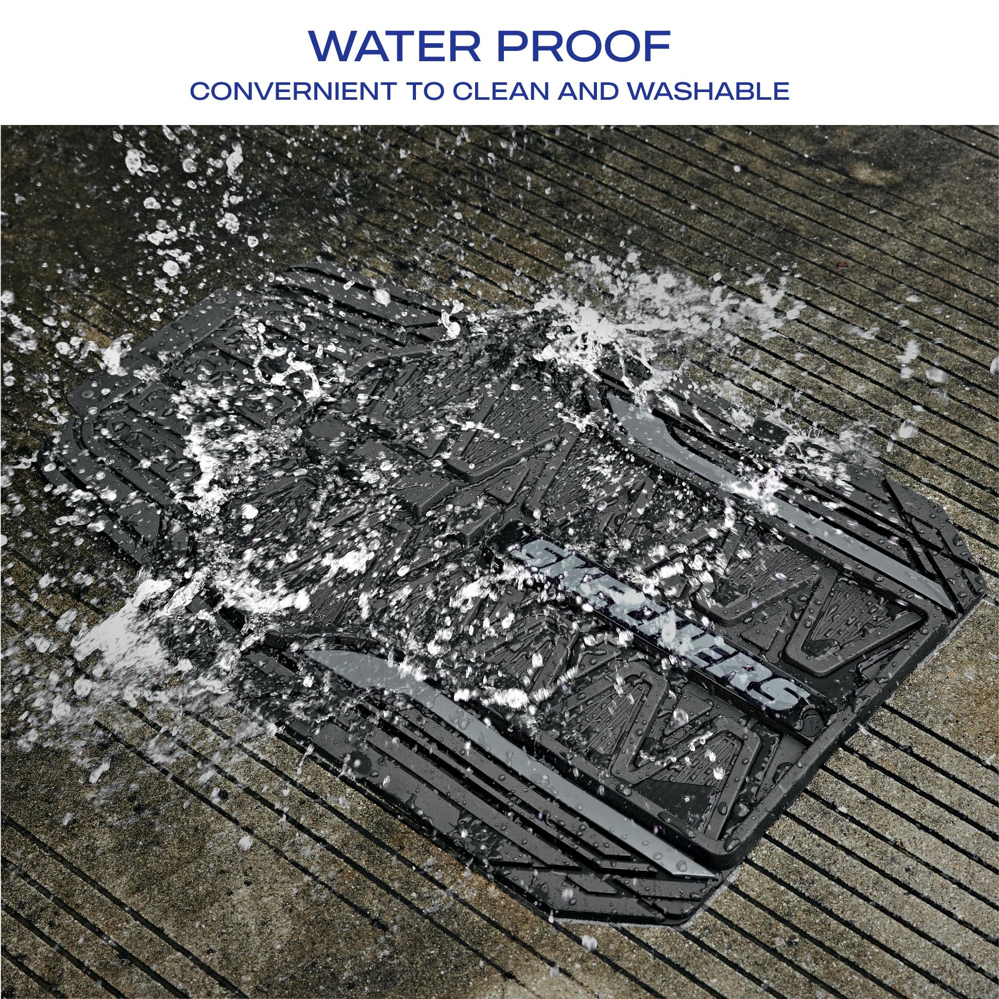 Skechers Car Floor Mats,Heavy Duty Rubber Car Mats Full Set,All Weather Floor Mats,Waterproof Trim to Fit Universal Floor Liner