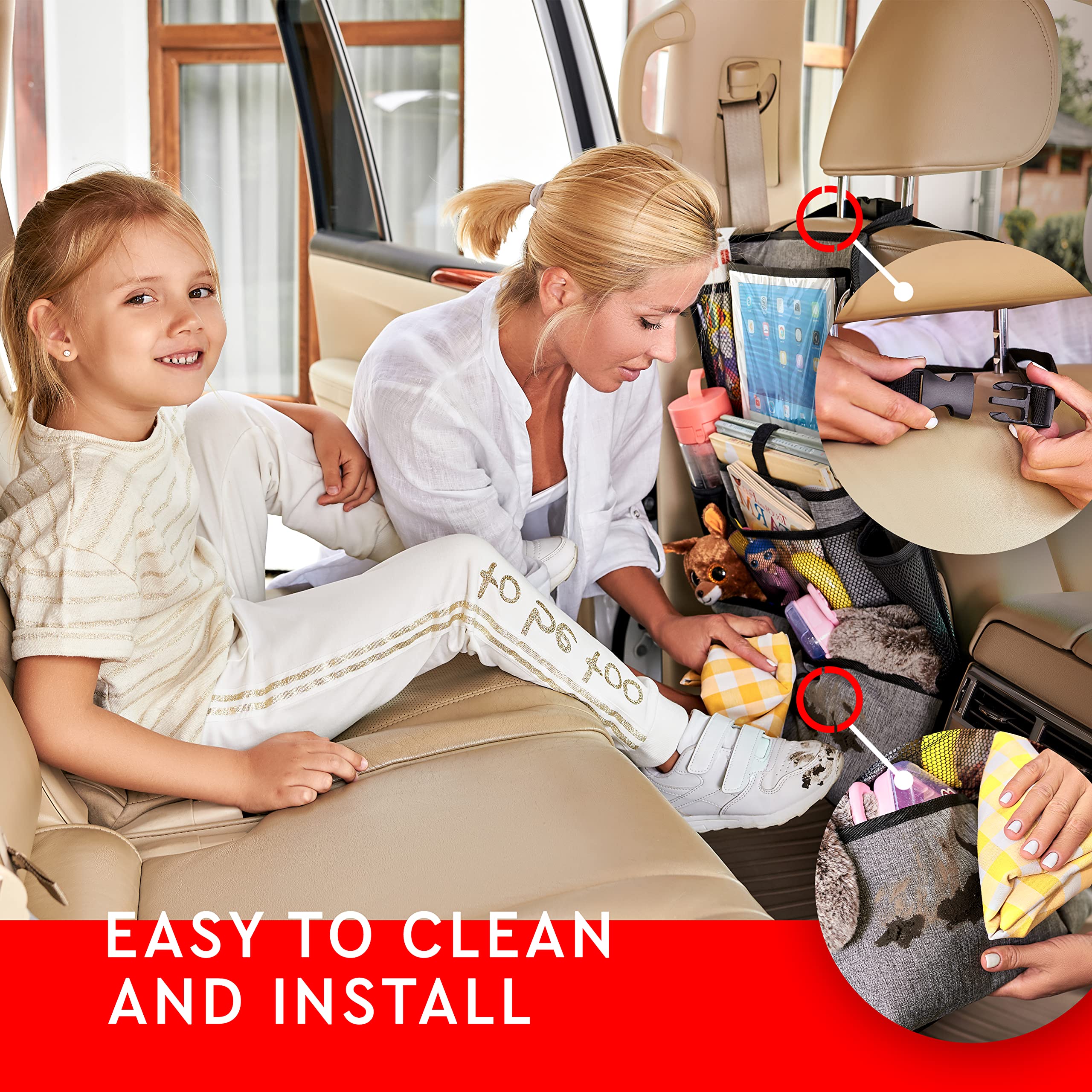 Helteko Backseat Car Organizer, Kick Mats Back Seat Protector With Touch Screen Tablet Holder, Organizer For Kids, Travel Access