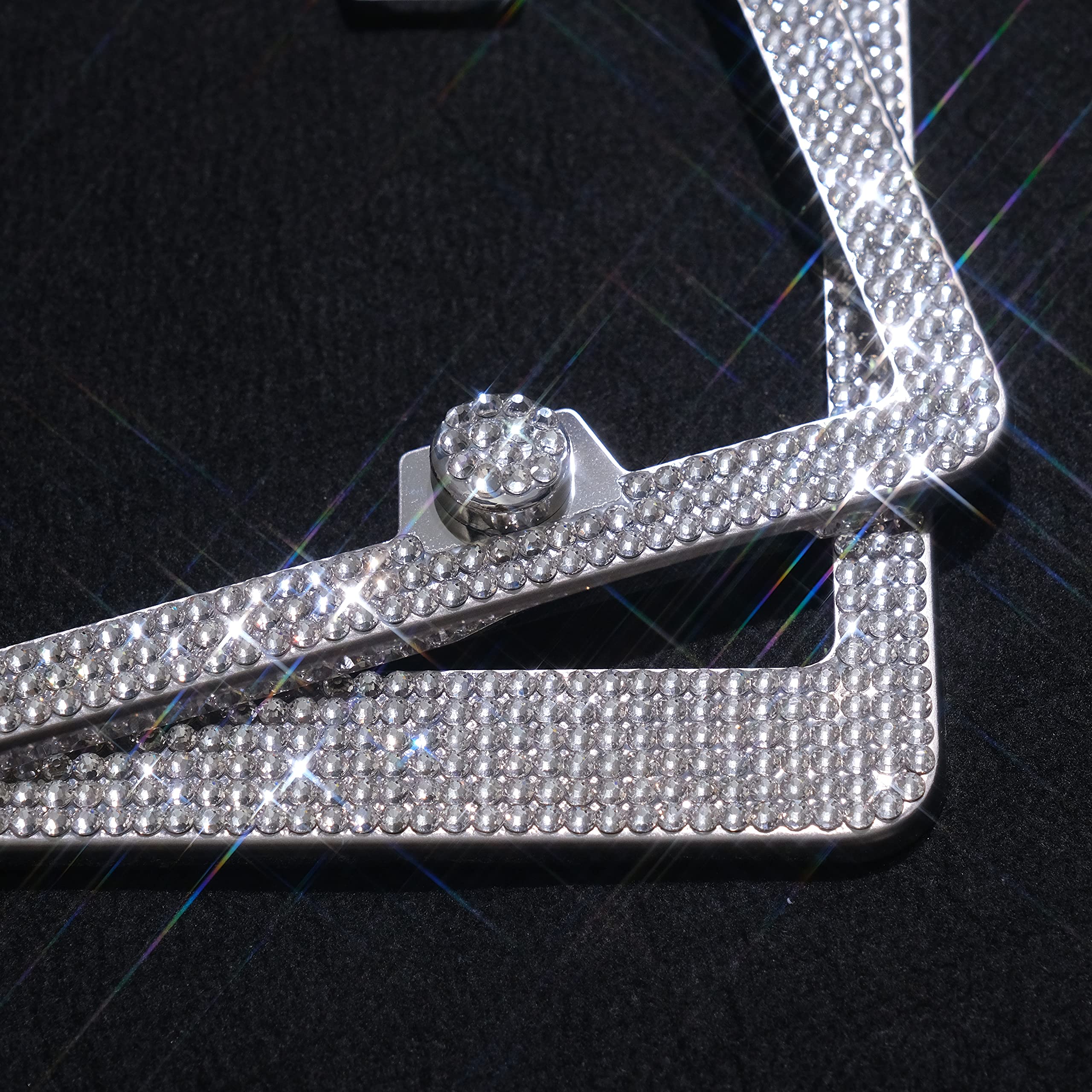 Newzon Rhinestone Bling License Plate Frames For Women Cute- 2 Pack Bedazzled Sparkle Cute Diamond Car License Plate Frame - Gli