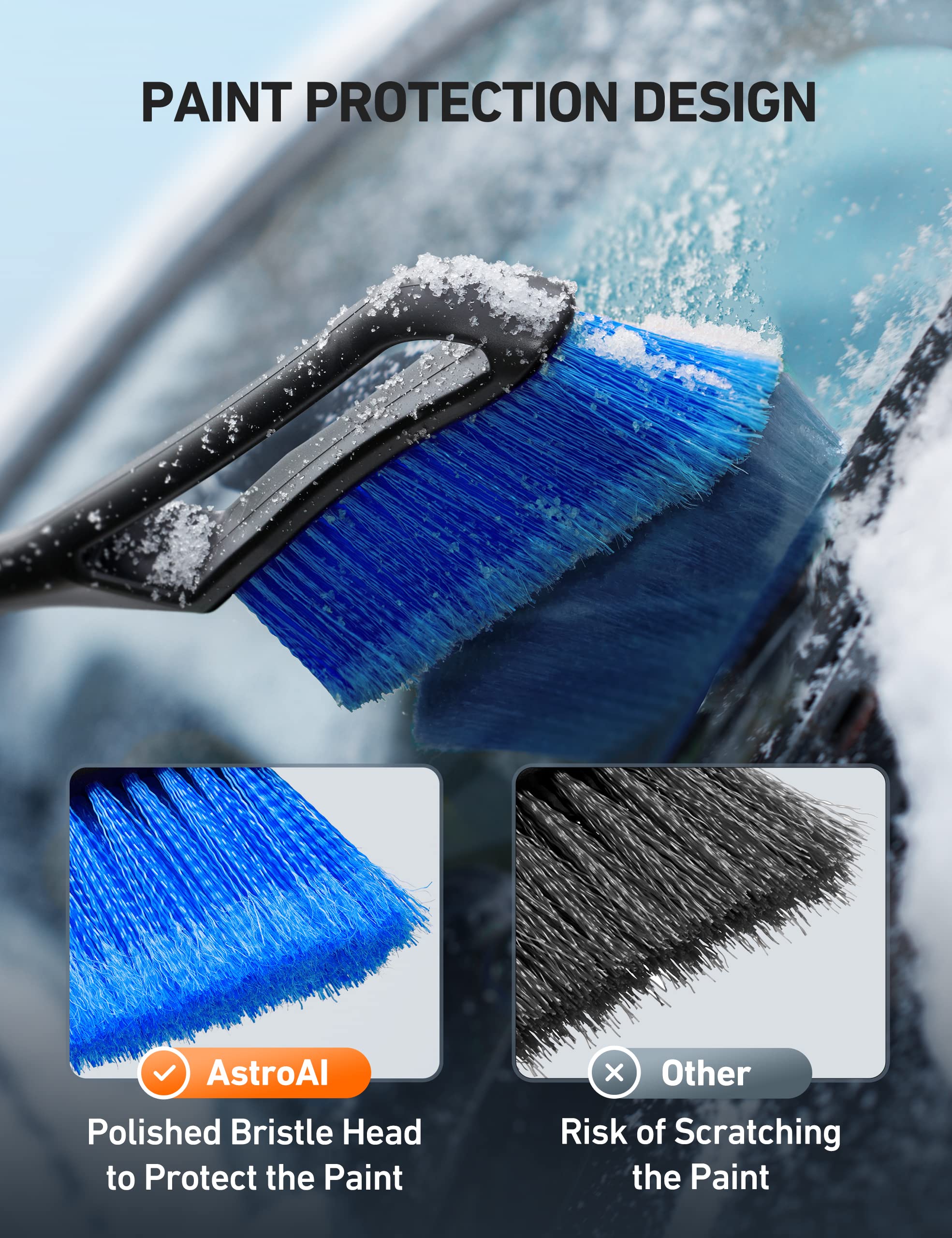 Astroai 27'' Snow Brush And Detachable Ice Scraper With Ergonomic Foam Grip For Cars, Trucks, Suvs (Heavy Duty Abs, Pvc Brush, B