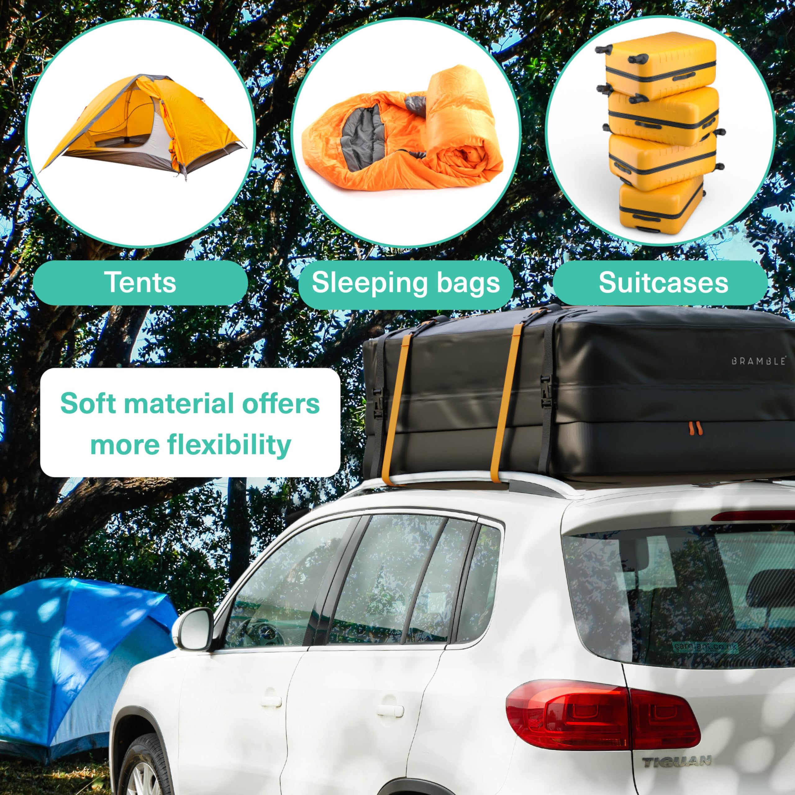 Bramble Strong Car Roof Bag Rooftop Cargo Carrier 20 Cubic Feet, 100% Waterproof & Tear Resistant Car Roof Cargo Carrier, Fit Fo