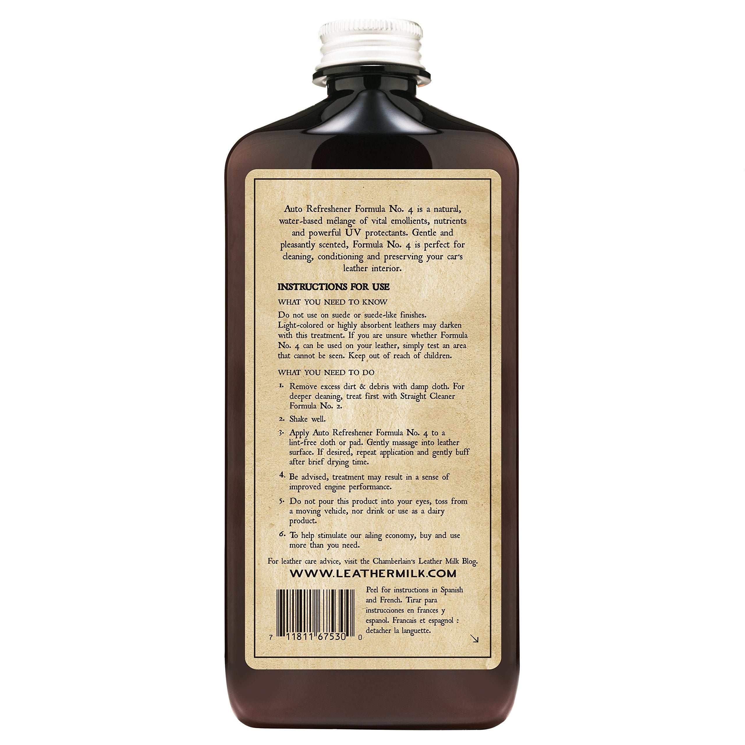 Leather Milk Auto Leather Conditioner And Cleaner With Uv Protection - Auto Refreshener No. 4 - All Natural, Non-Toxic Auto Leat