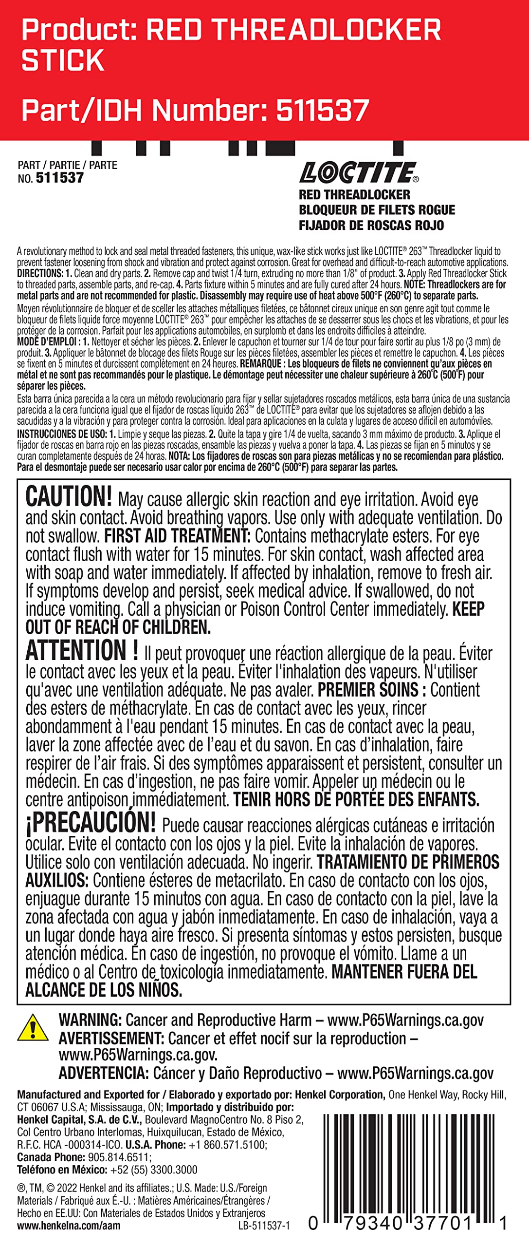 Henkel Loctite 37701 (10 Pcs/Box) - Idh#: 37701