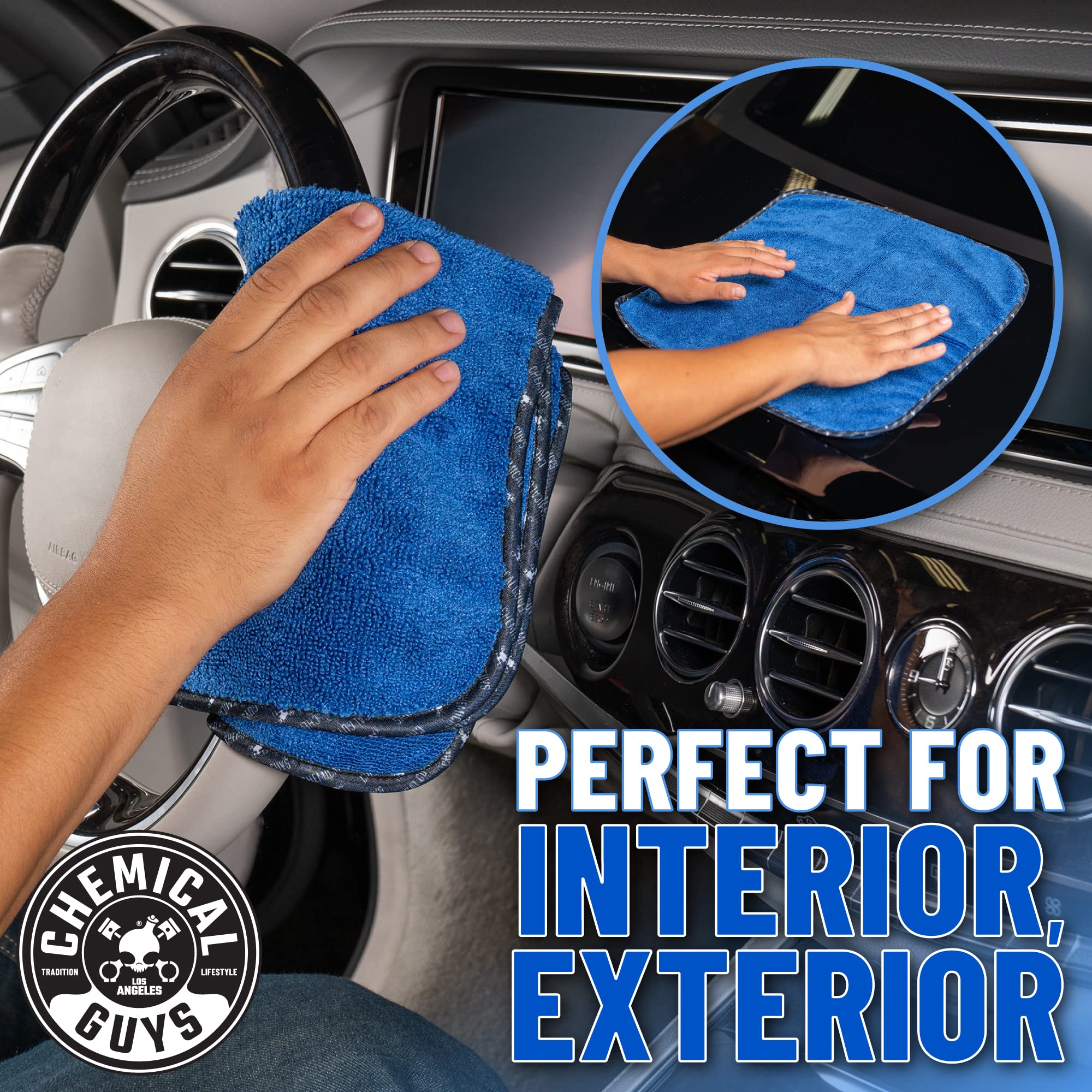 Chemical Guys Mic110024 Professional Grade Premium Microfiber Towels, Blue (16 Inch X 16 Inch) (Pack Of 24) - Safe For Car Wash,