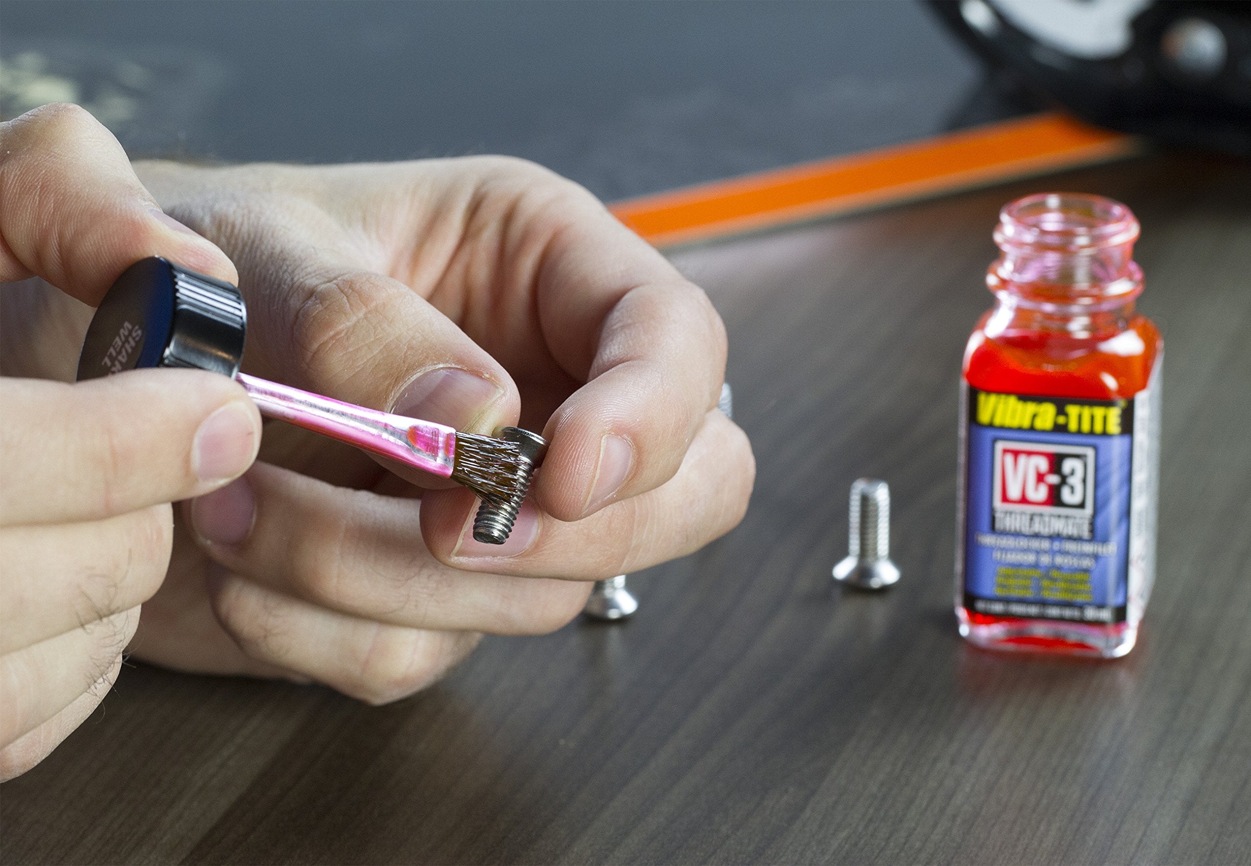 Vibra-TITE VC-3 Threadmate, 30ml Red Adhesive with Brush Cap Applicator for Easy Application