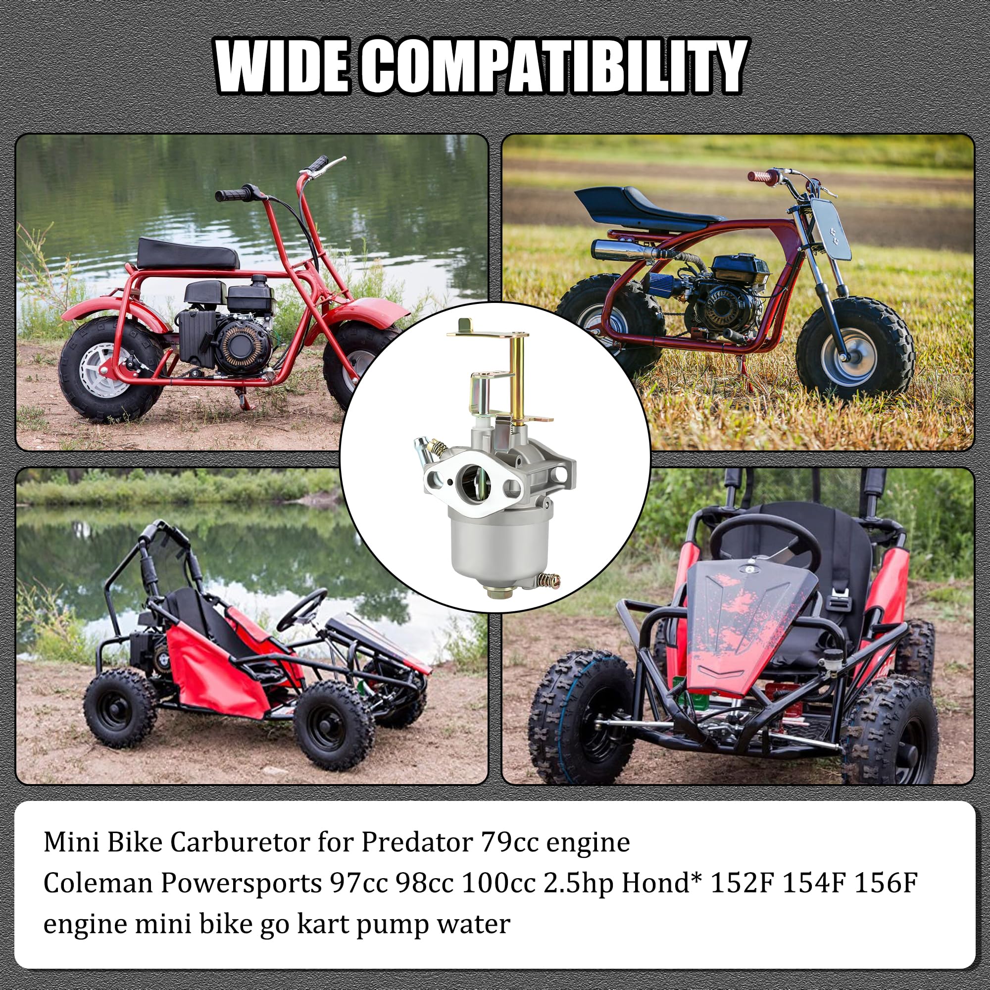Yoxufa Performance Carburetor Kit For Predator 79Cc 97Cc 100Cc Engine Coleman Ct100U Cc100X Sk100 Mini Bike Go Kart Powermate Ed