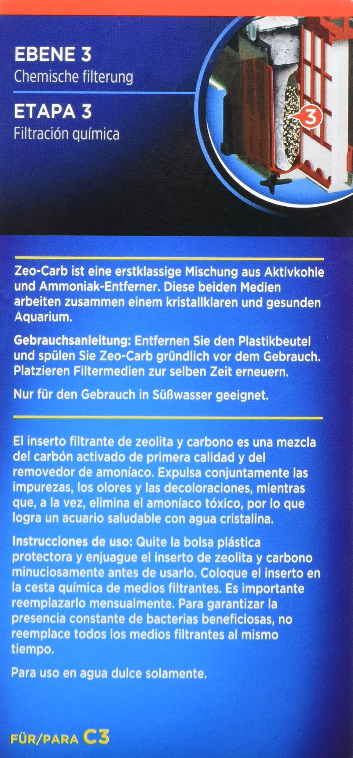 Fluval C3 Zeo-Carb, Replacement Aquarium Filter Media, 3 Count (Pack Of 1), 14018, White
