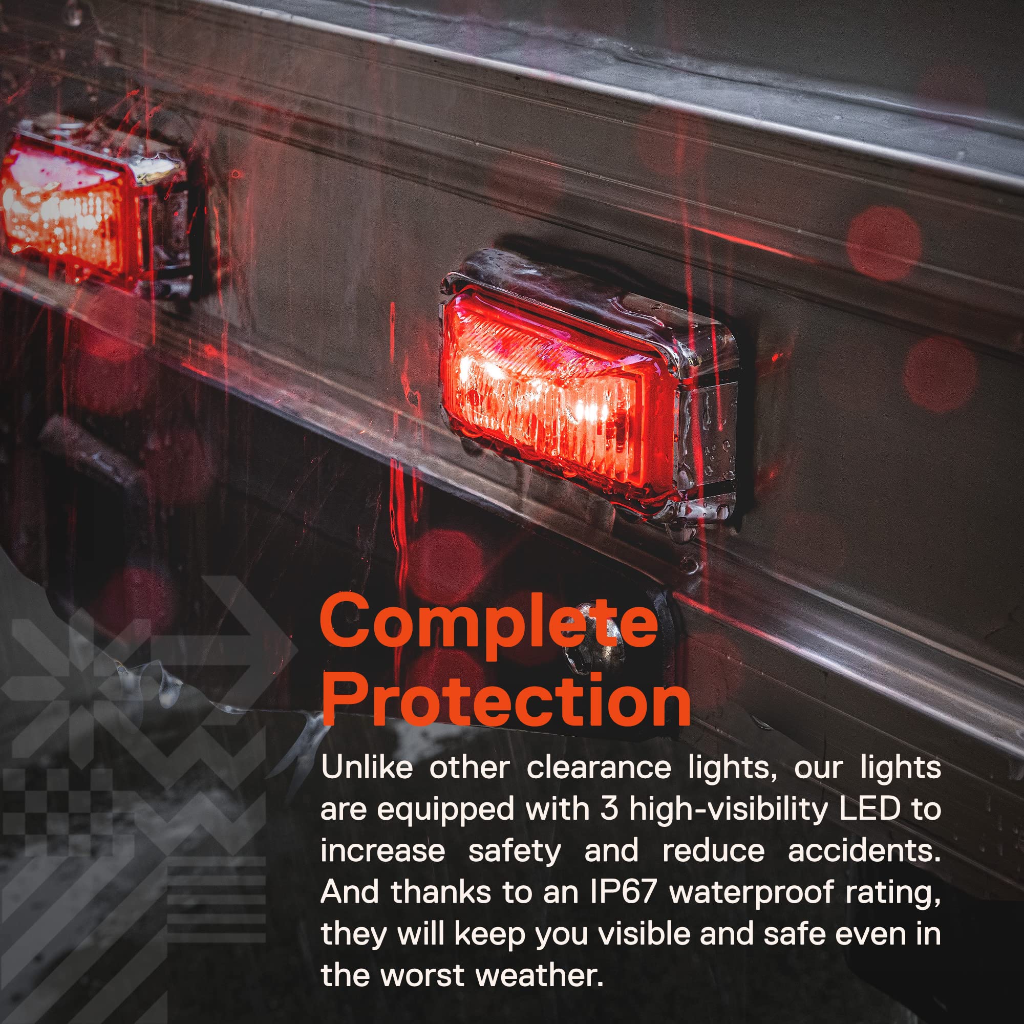 True Mods 12Pc 2.5'' Amber + Red Led Trailer Marker Light W/Chrome Bezel [Dot Fmvss 108] [Sae P2Pc] [Surface Mount] [Waterproof