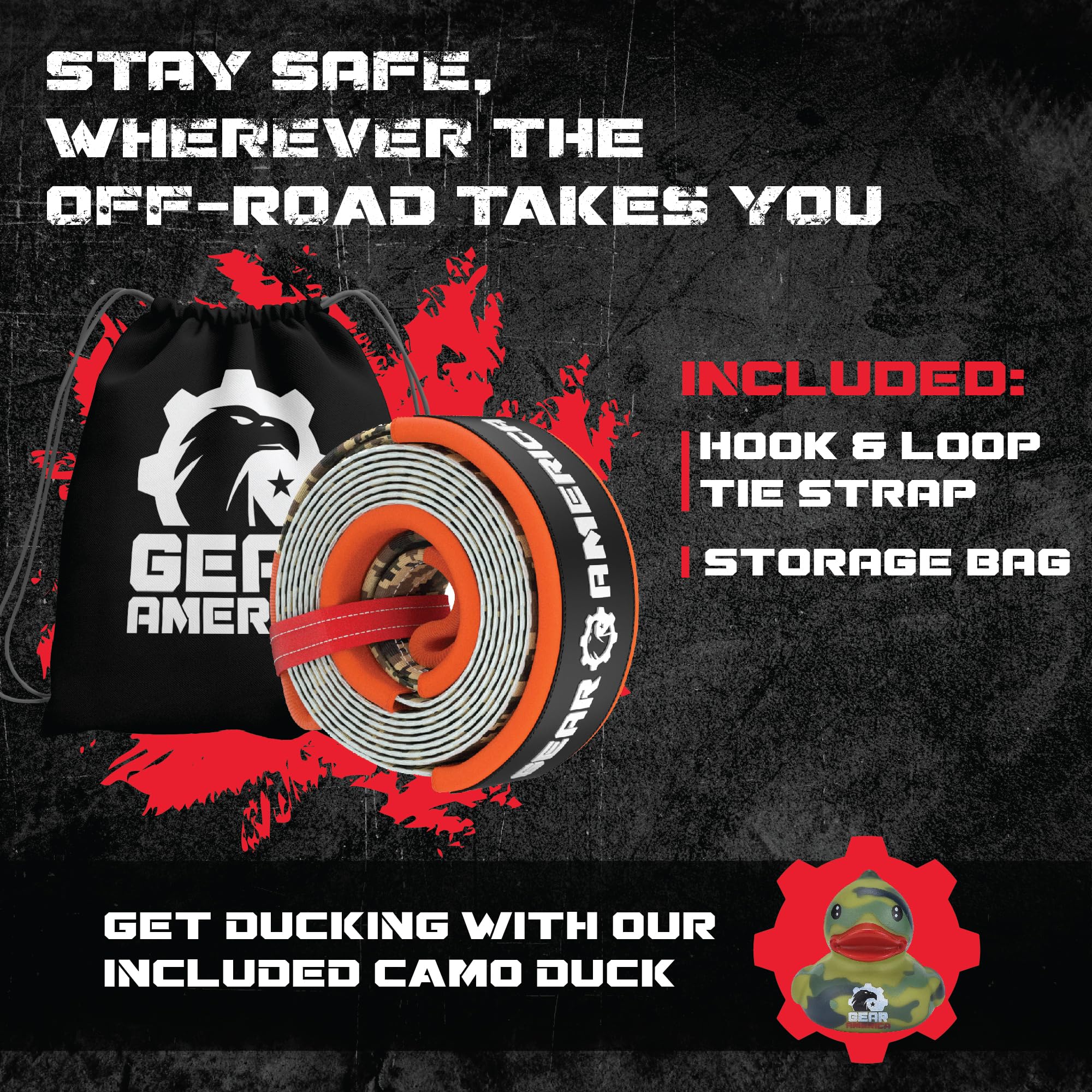 Gearamerica Heavy Duty 3''X20' Tow & Winch Strap - 35,053Lbs Tree Saver, Break Strength Recovery Rope For Offroad & Towing - Wea