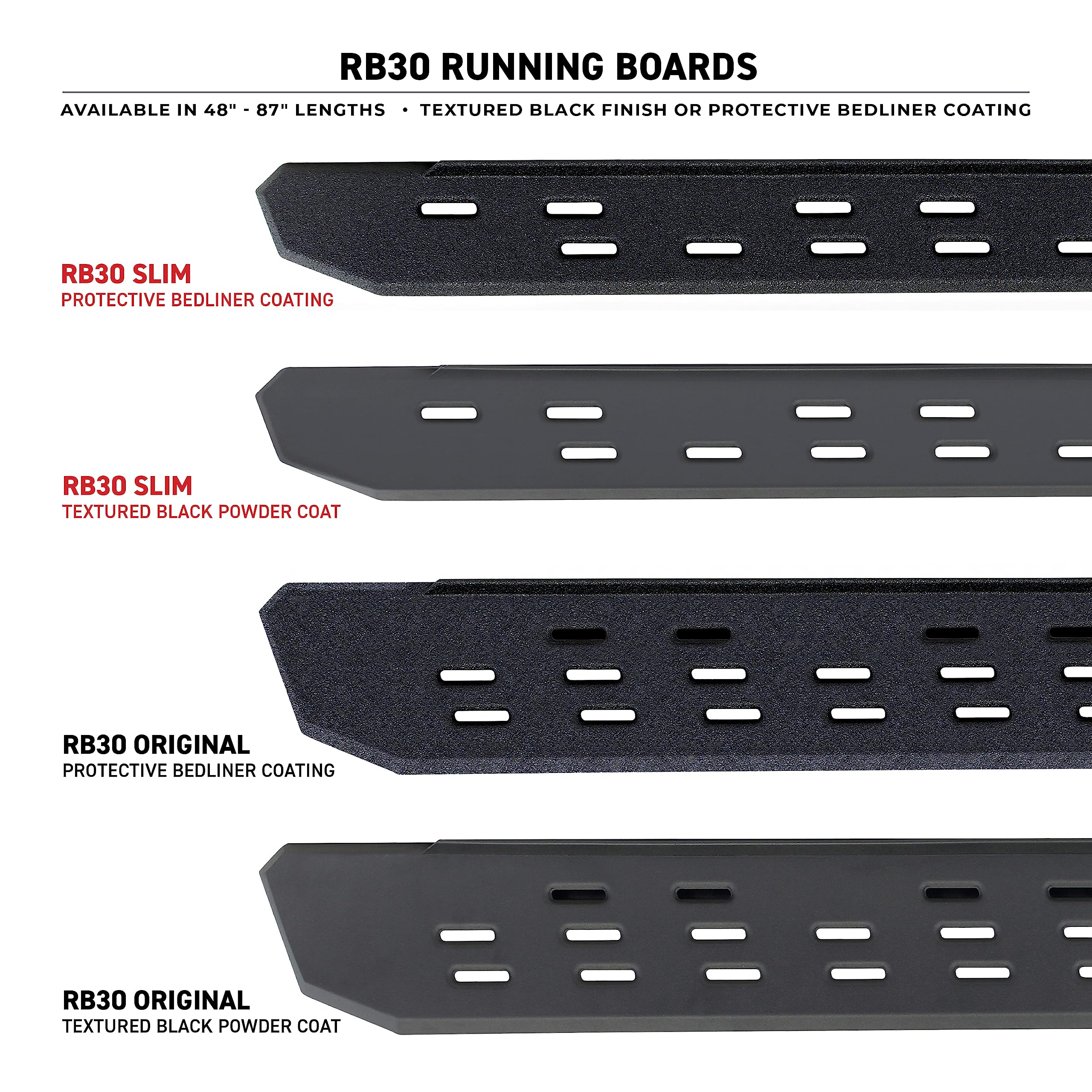 Rb30 Running Boards With Mounting Brackets, 2 Pairs Drop Steps Kit