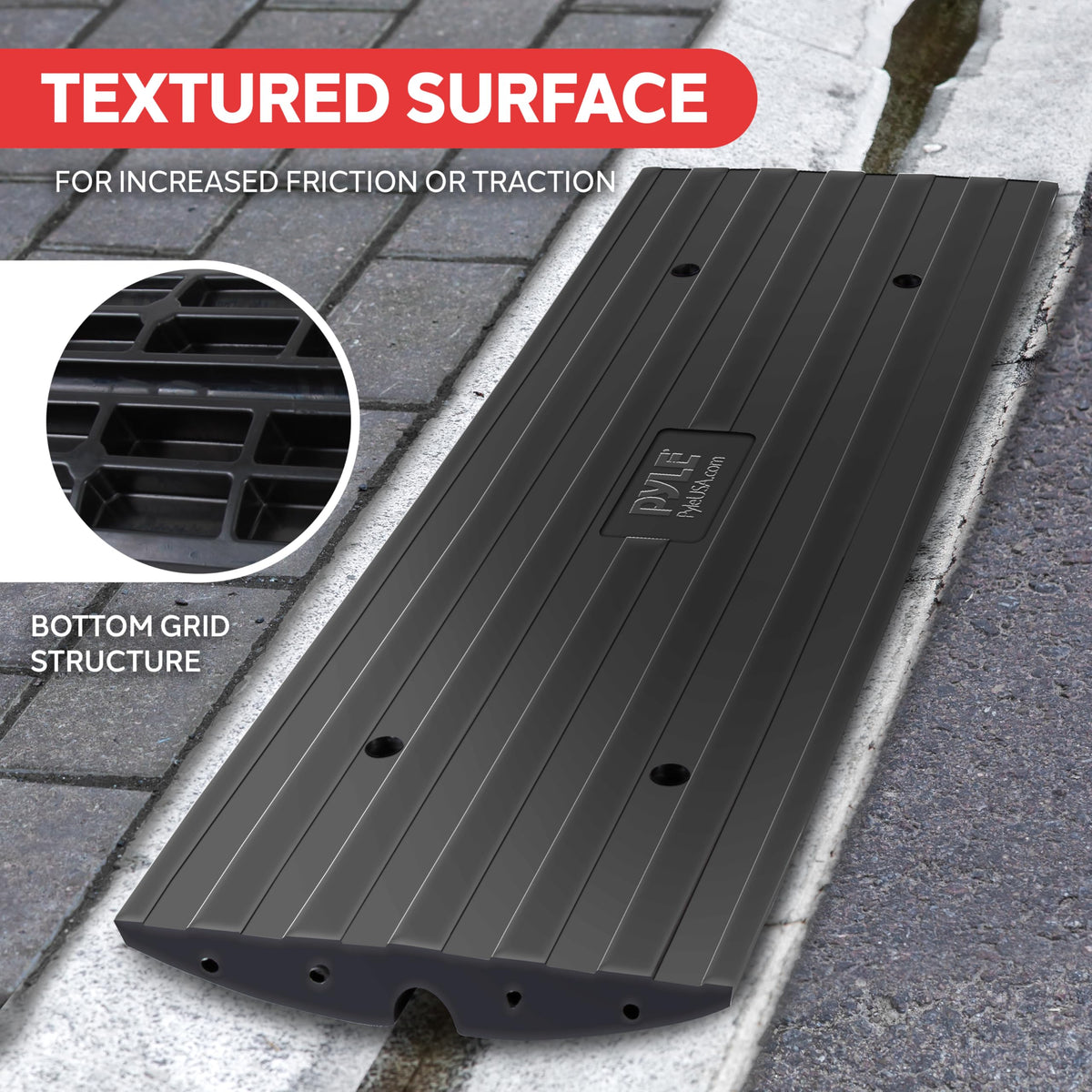 Threshcover Ramp Pyle Car Vehicle Curbside Driveway Ramp - 4Ft Heavy Duty Rubber Thresh ...