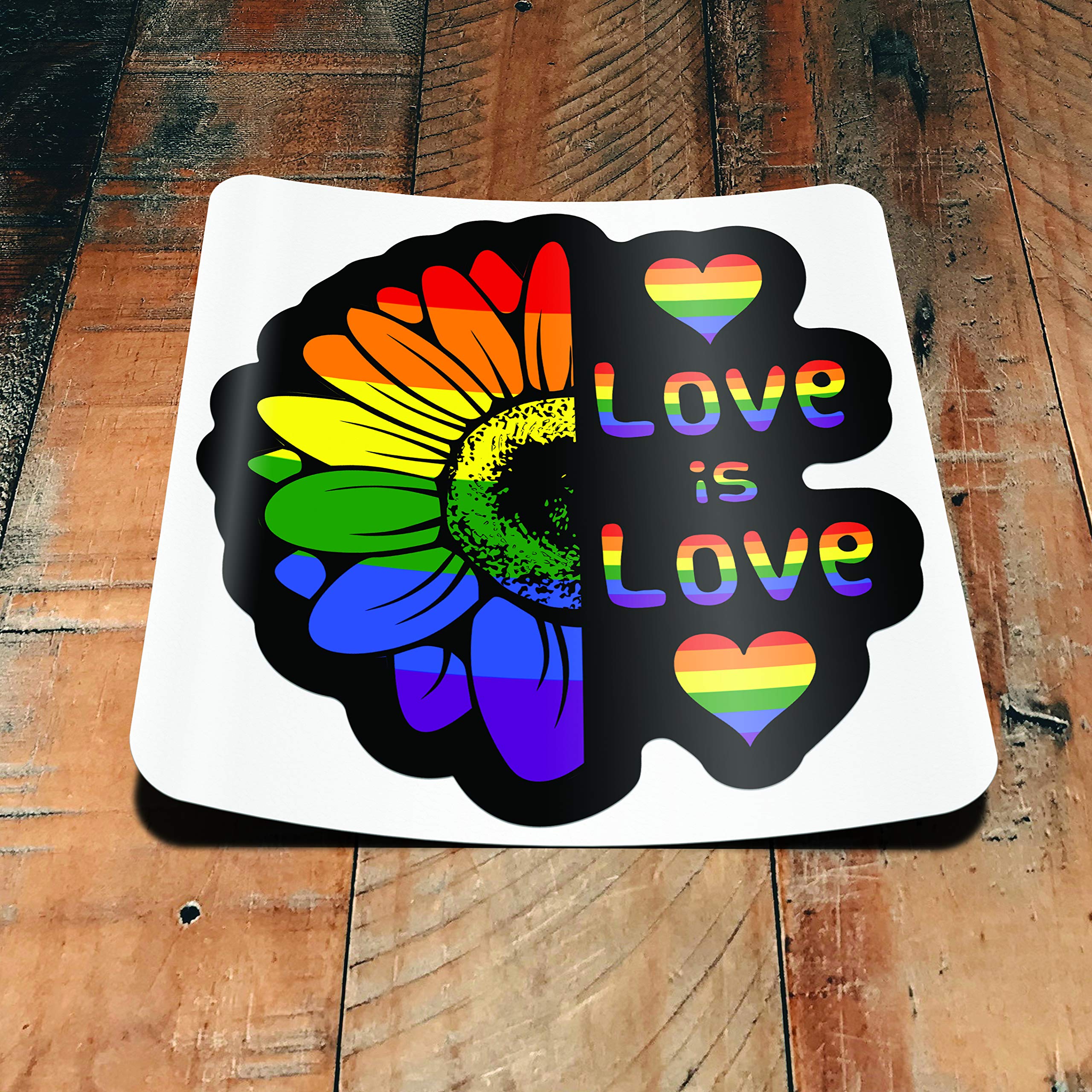 Black Background Love Is Love Daisy Lgbtq+ Pride Vinyl Decal Sticker | Cars Trucks Vans Walls Laptops Cups | Full Color Printed