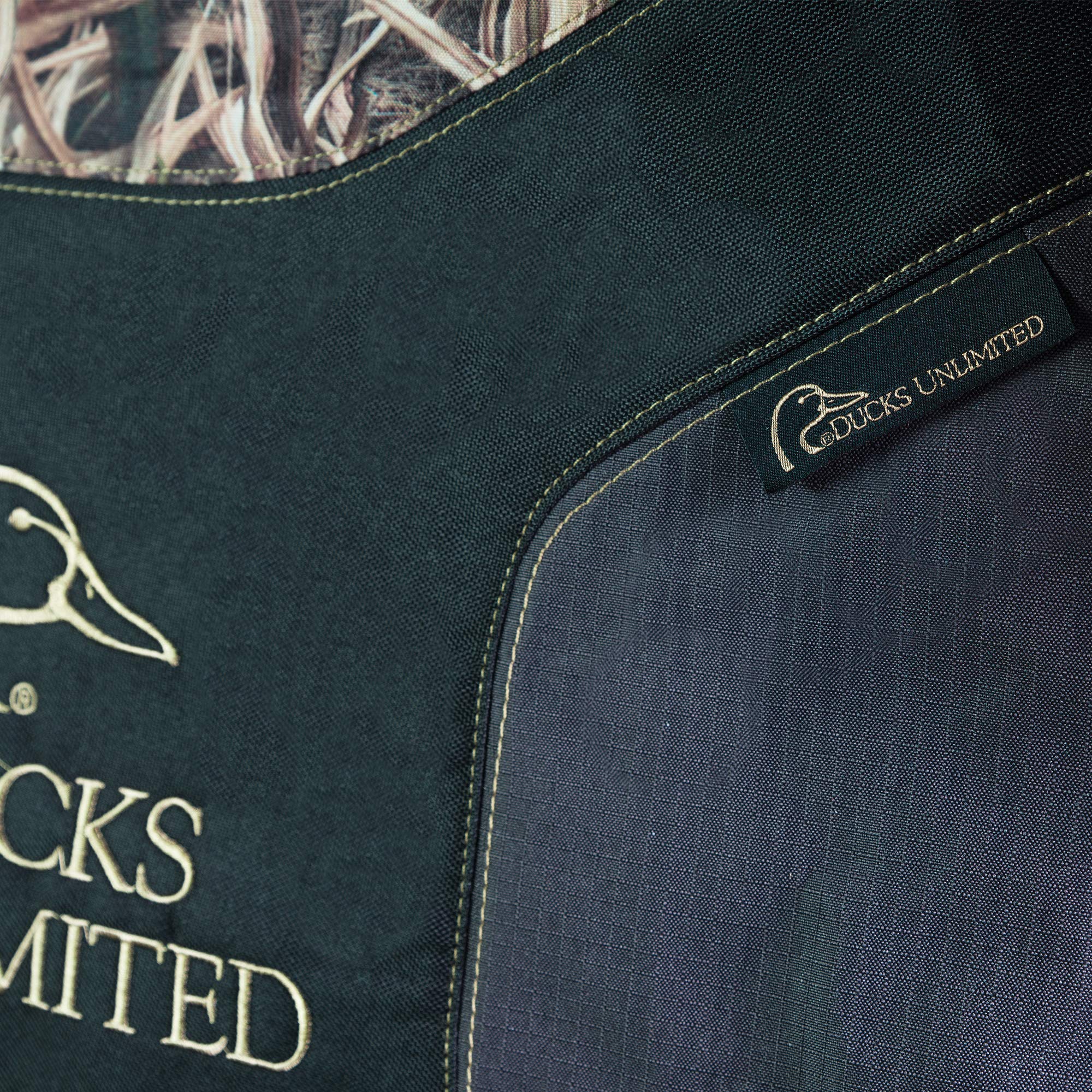 Ducks Unlimited Unisex Adult Low Back (Single) Seat Cover, Stacked Logo (Mossy Oak Blades), Universal Us