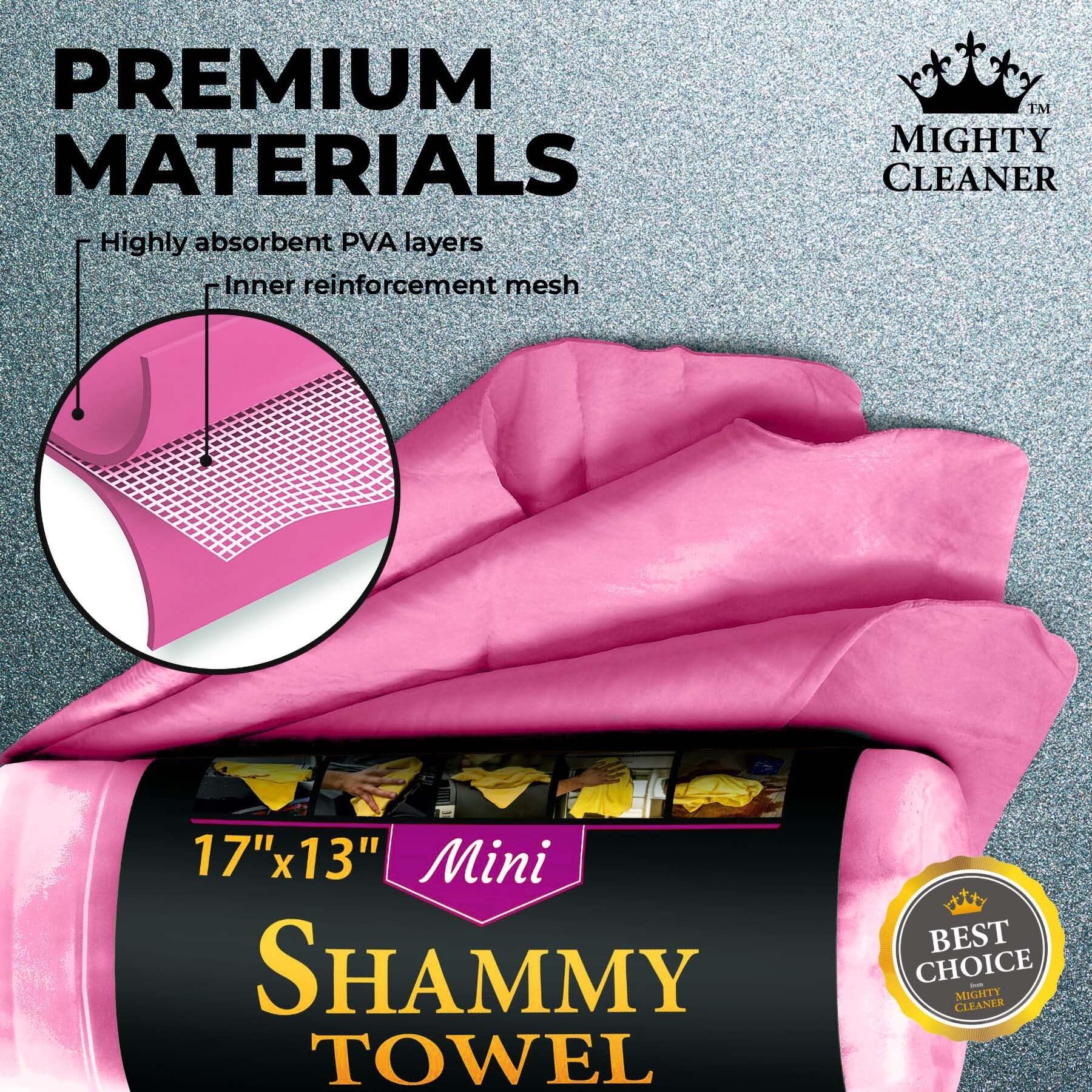 Premium 2Pk Mini +1 Free Shammy Cloth - Super Absorbent Chamois Towel - Reusable Scratch-Free Car Drying Towel - 17'X13'