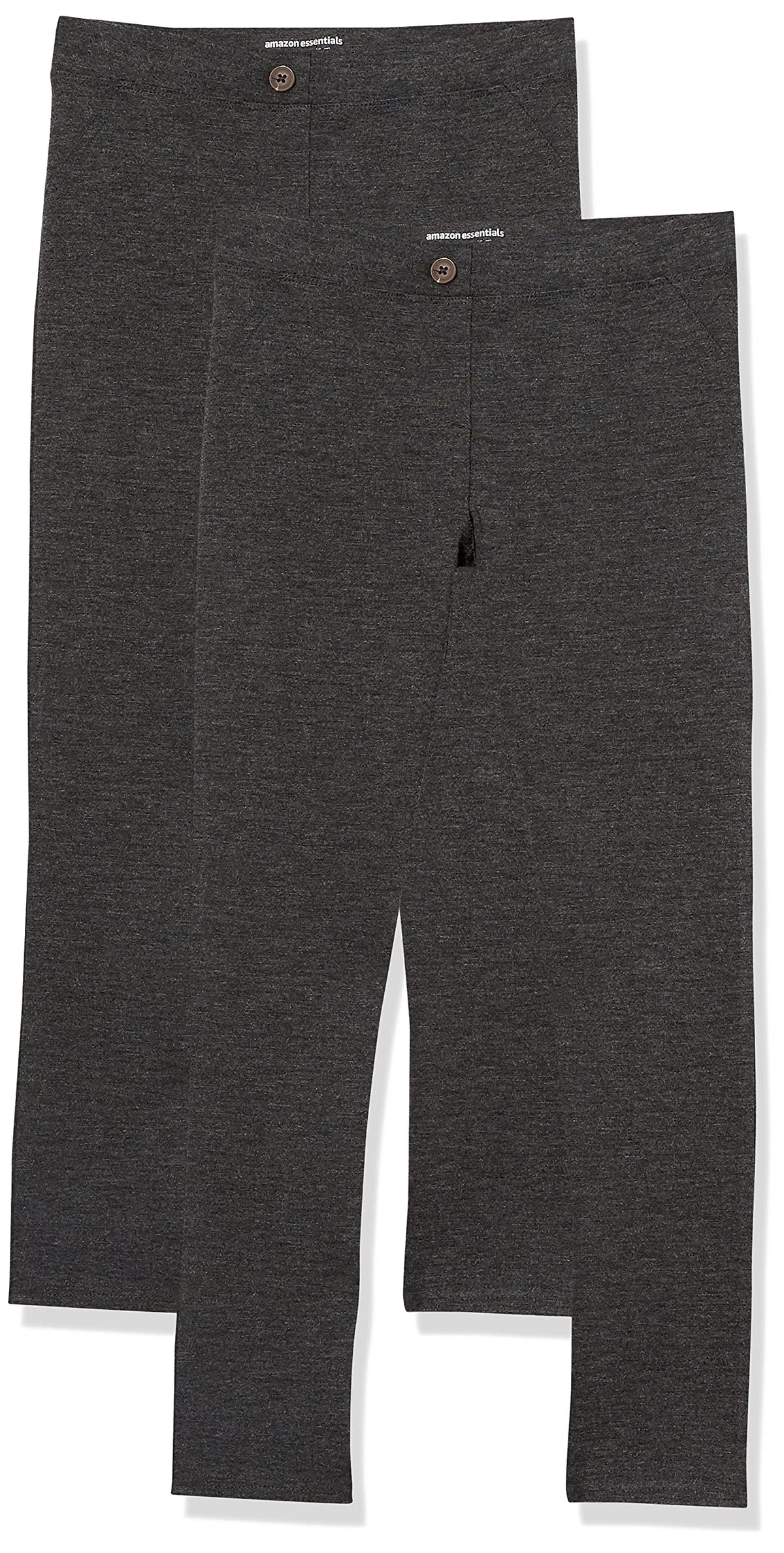 Amazon Essentials Girls Uniform Slim Fit Ponte-Knit Pant, Pack Of 2, Dark Grey, Large