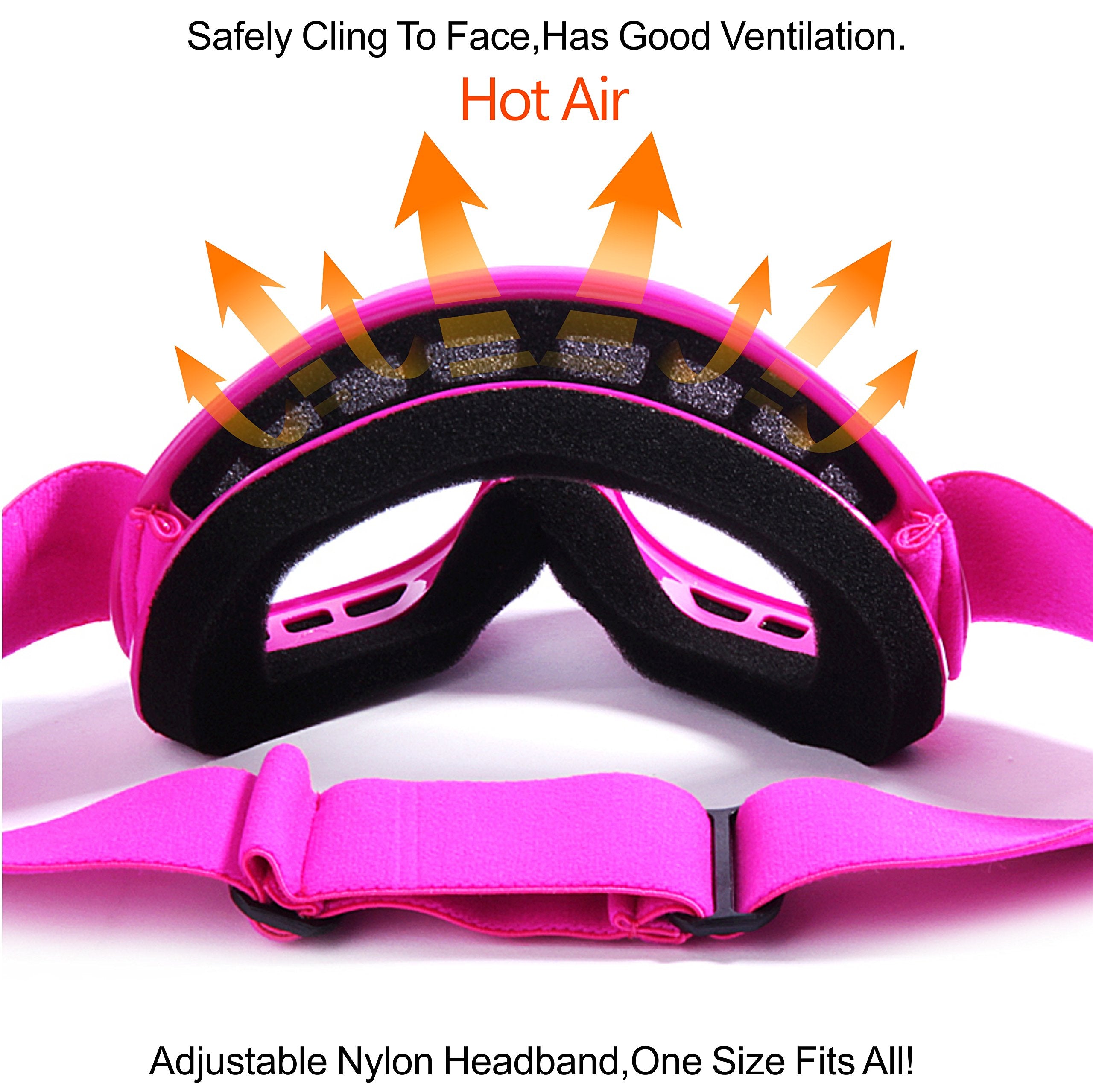 GLX YH15 Anti-Fog Impact-Resistant Kids Youth ATV Off-Road Dirt Bike Motocross Goggles for Boys & Girls (Pink, one_Size)