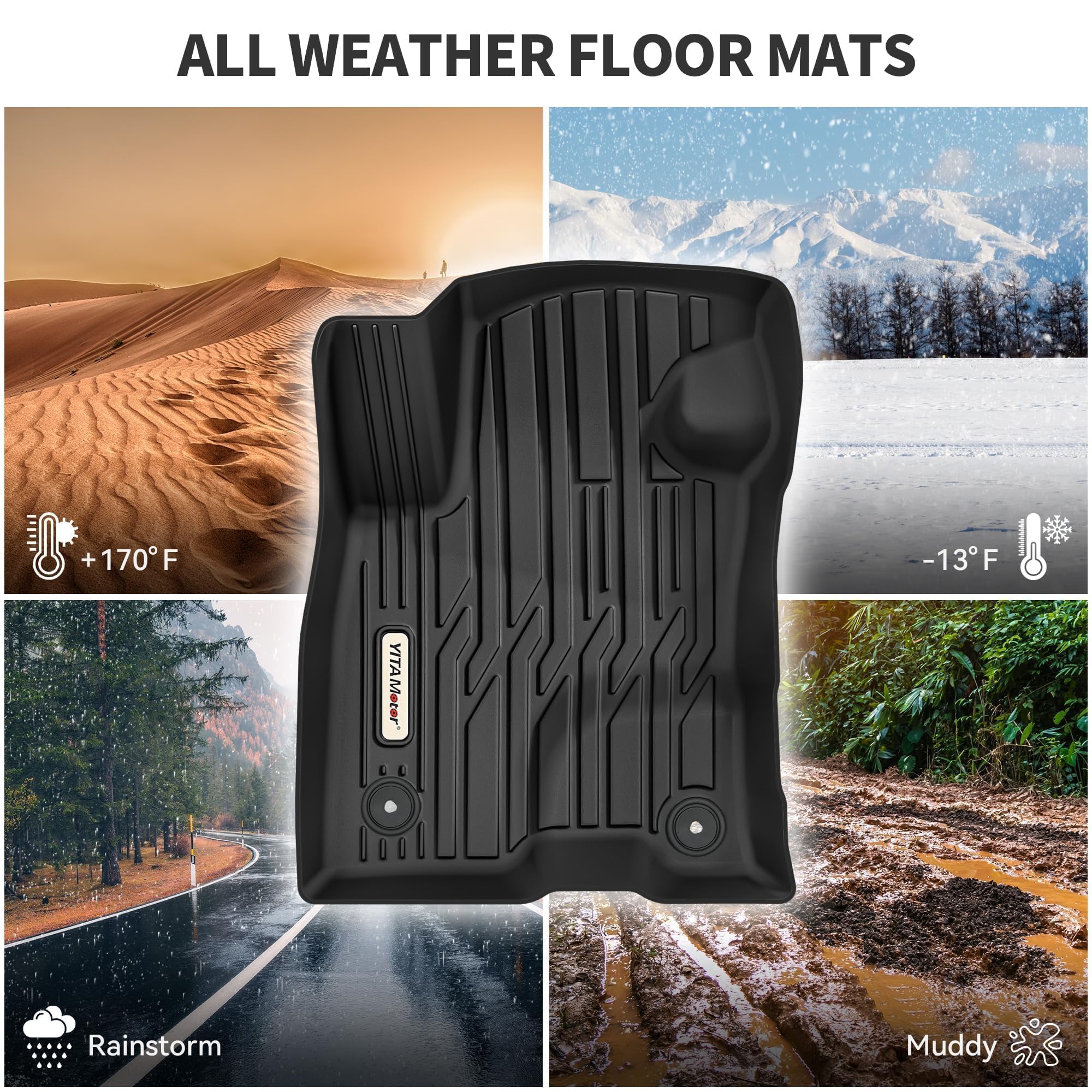 Yitamotor Floor Mats Fit For 2022-2025 Ford Maverick Hybrid, Custom Fit Maverick Car Mats, All-Weather Tpe Front And Rear Row Fl
