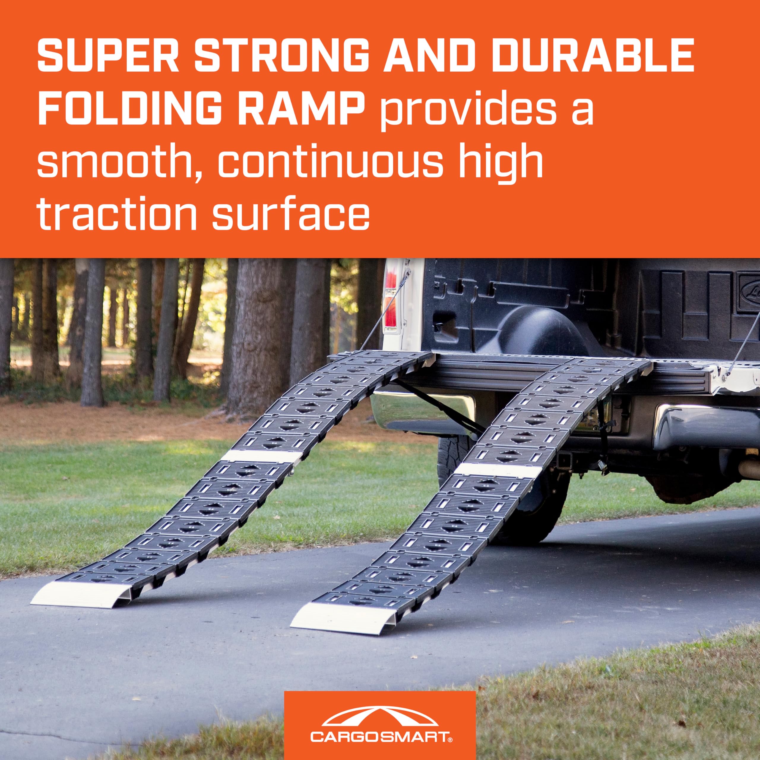 Cargosmart 3086, Hybrid S-Curve Centerfold Ramp, For Use Easily And Safely Loading & Unloading Lawn Equipment, Motorcycles, Atvs