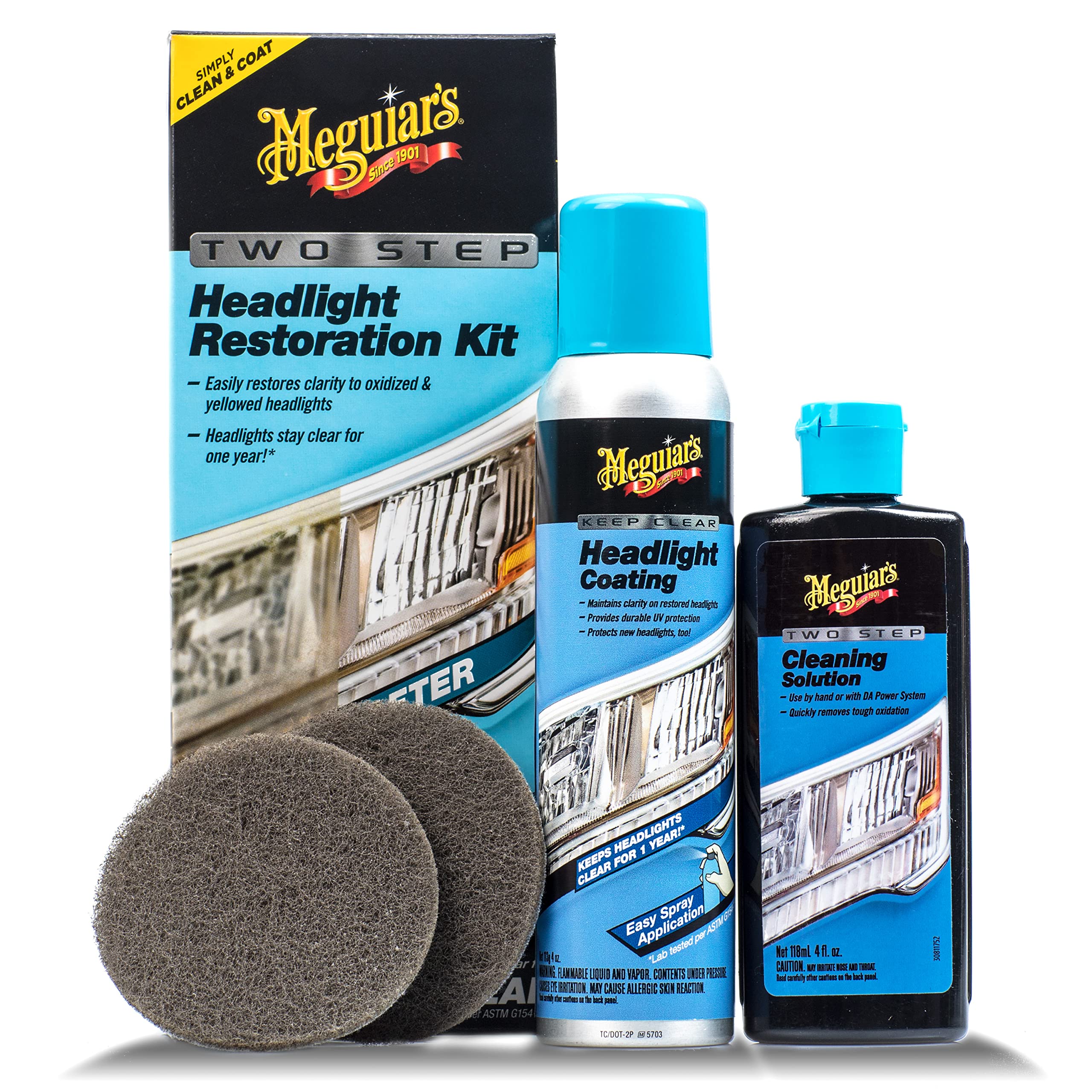 Meguiar'S Two Step Headlight Restoration Kit, Headlight Cleaner Restores Clear Car Plastic And Protects From Re-Oxidation, Inclu