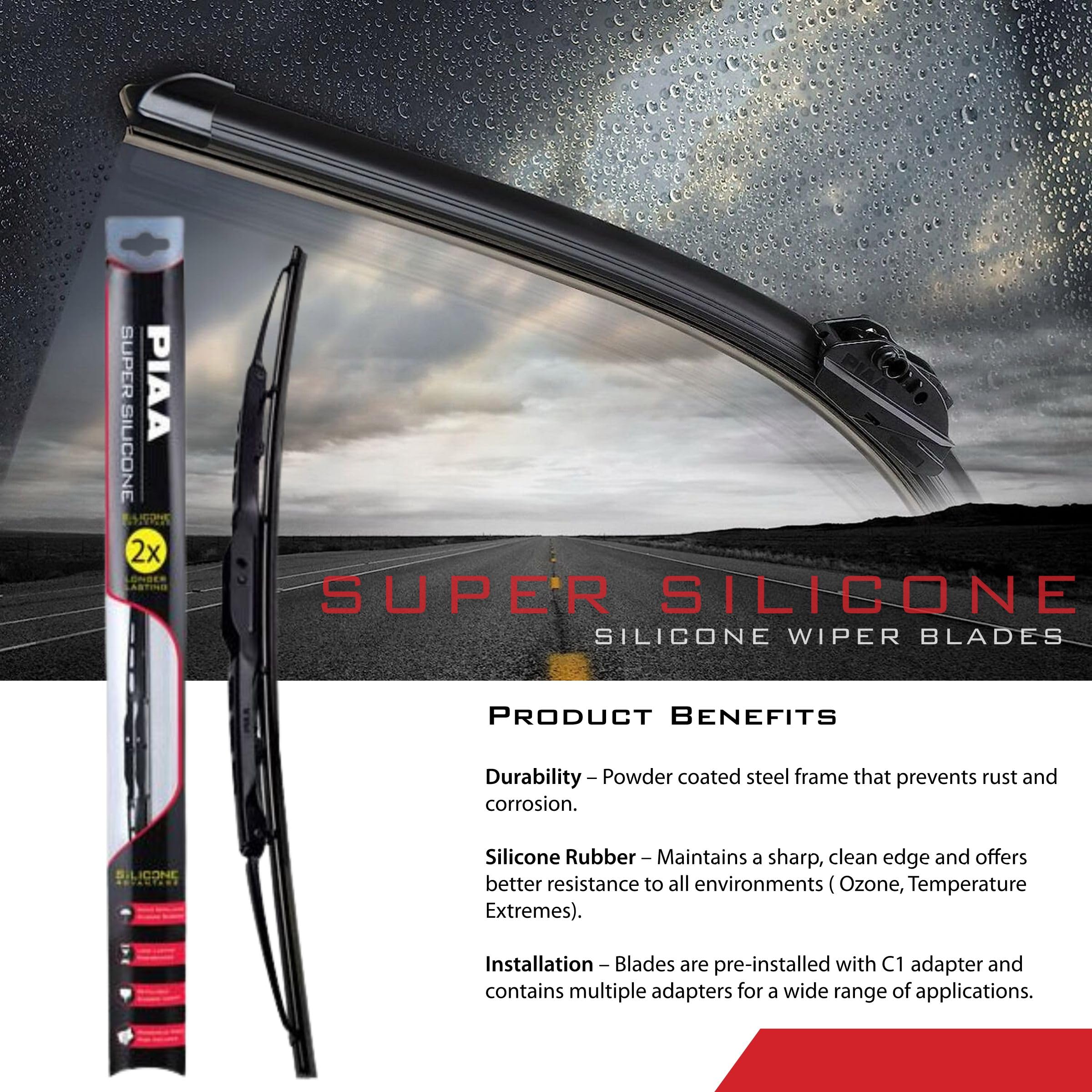 Piaa 95050 20-Inch (500Mm) Super Silicone Wiper Blade, Premium All-Season Oem Windshield Wiper Replacement