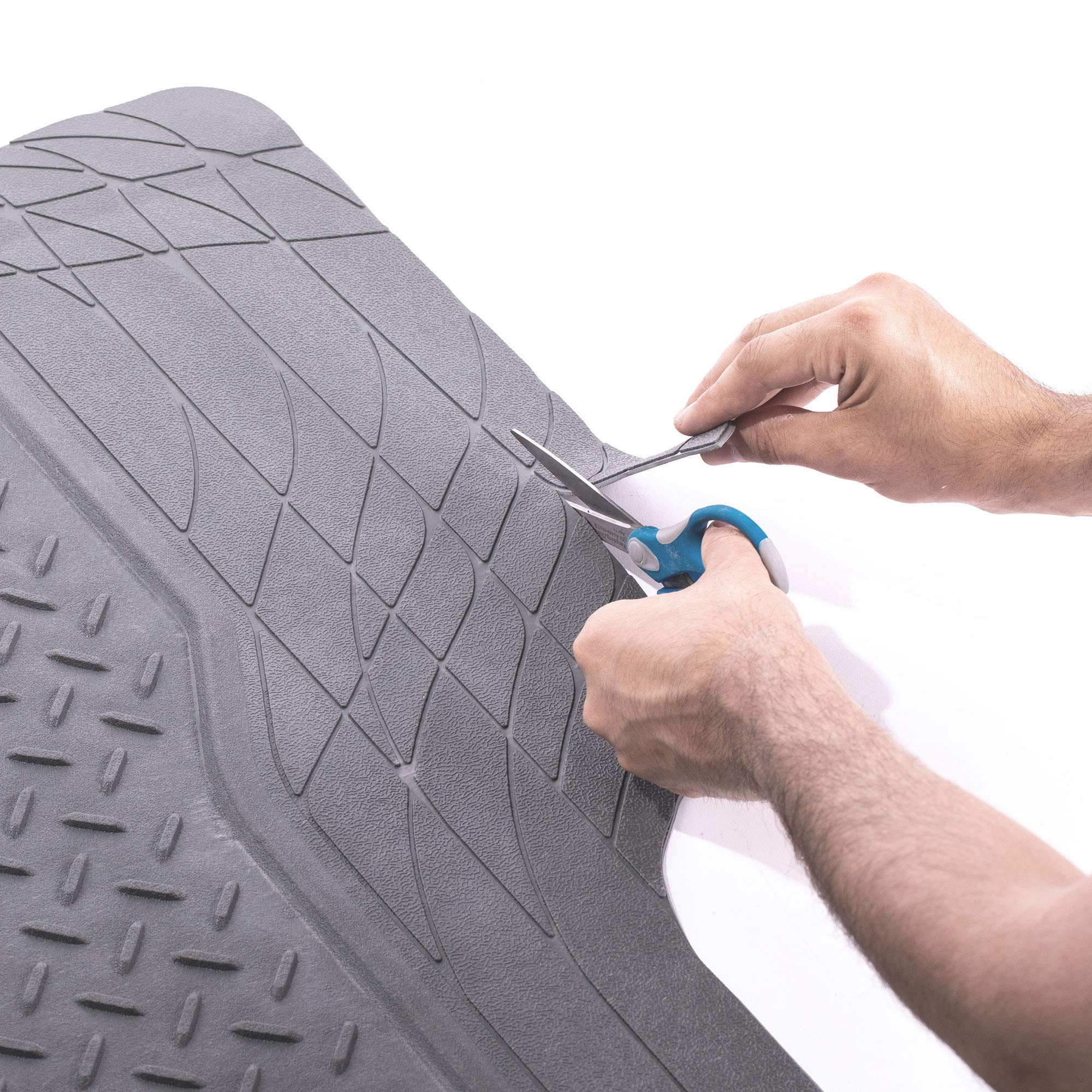 Fh Group Car Cargo Mats - Large Heavy-Duty Rubber Cargo Mat For Cars, Universal Fit Full Set, Trimmable Automotive Floor Mats, C