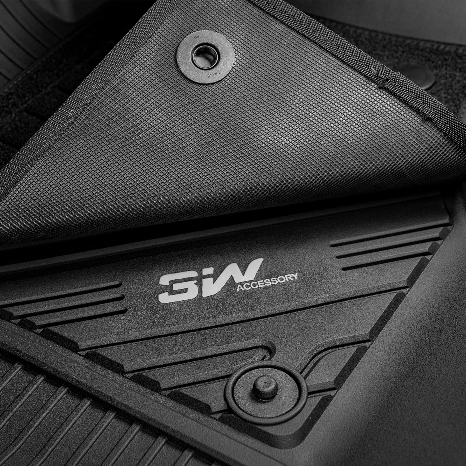 3W Floor Mats & Front Carpet Fit For Ford F150/F-150 Lighting Supercrew Cab 2015-2024, Tpe All Weather Accessories Custom Fit Fu