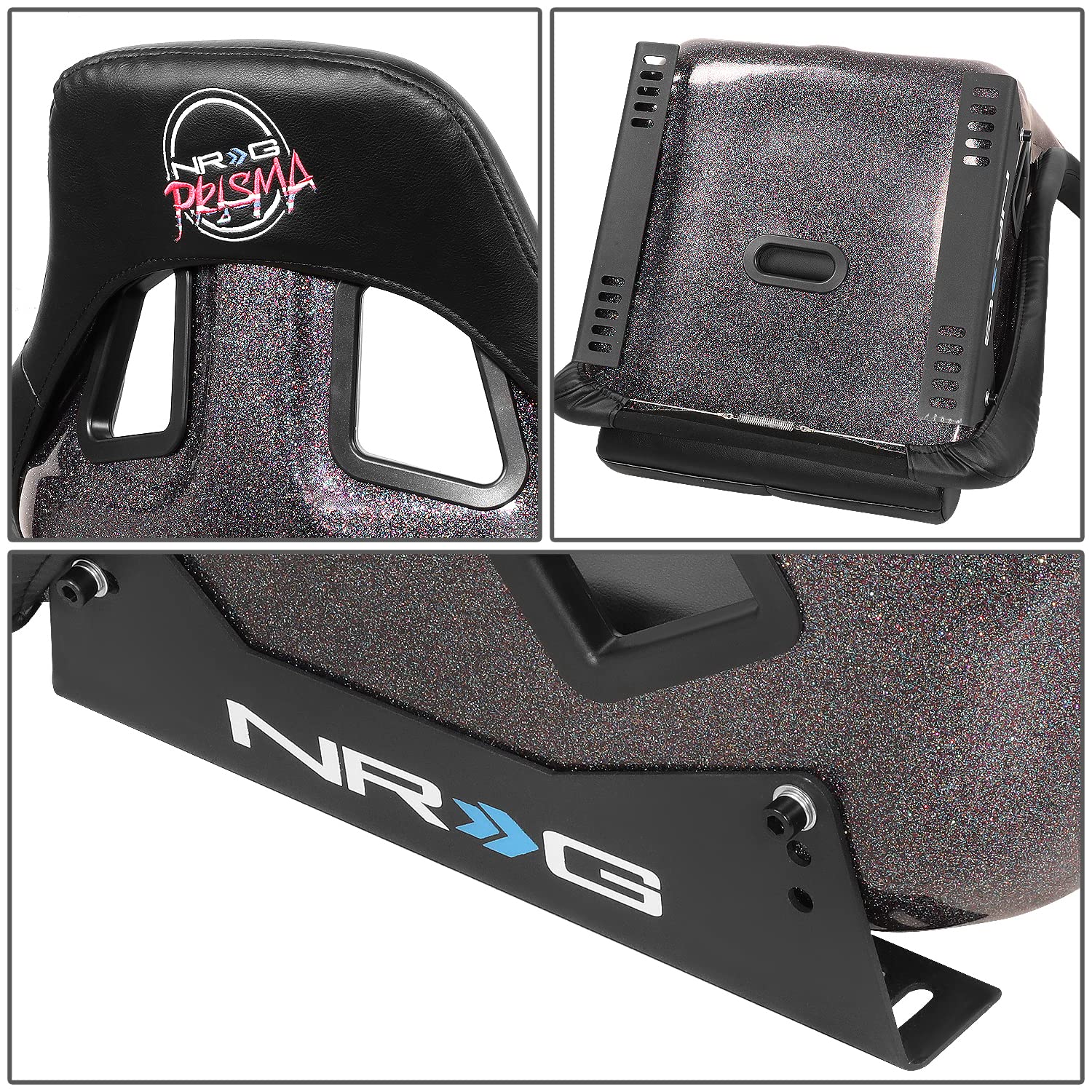 Nrg Innovations Frp-302Bk-V Bucket Racing Seat Double Layer Frp Black Vinyl Wrapped Mixed-Density Foam 5 Point Harness Compatibi