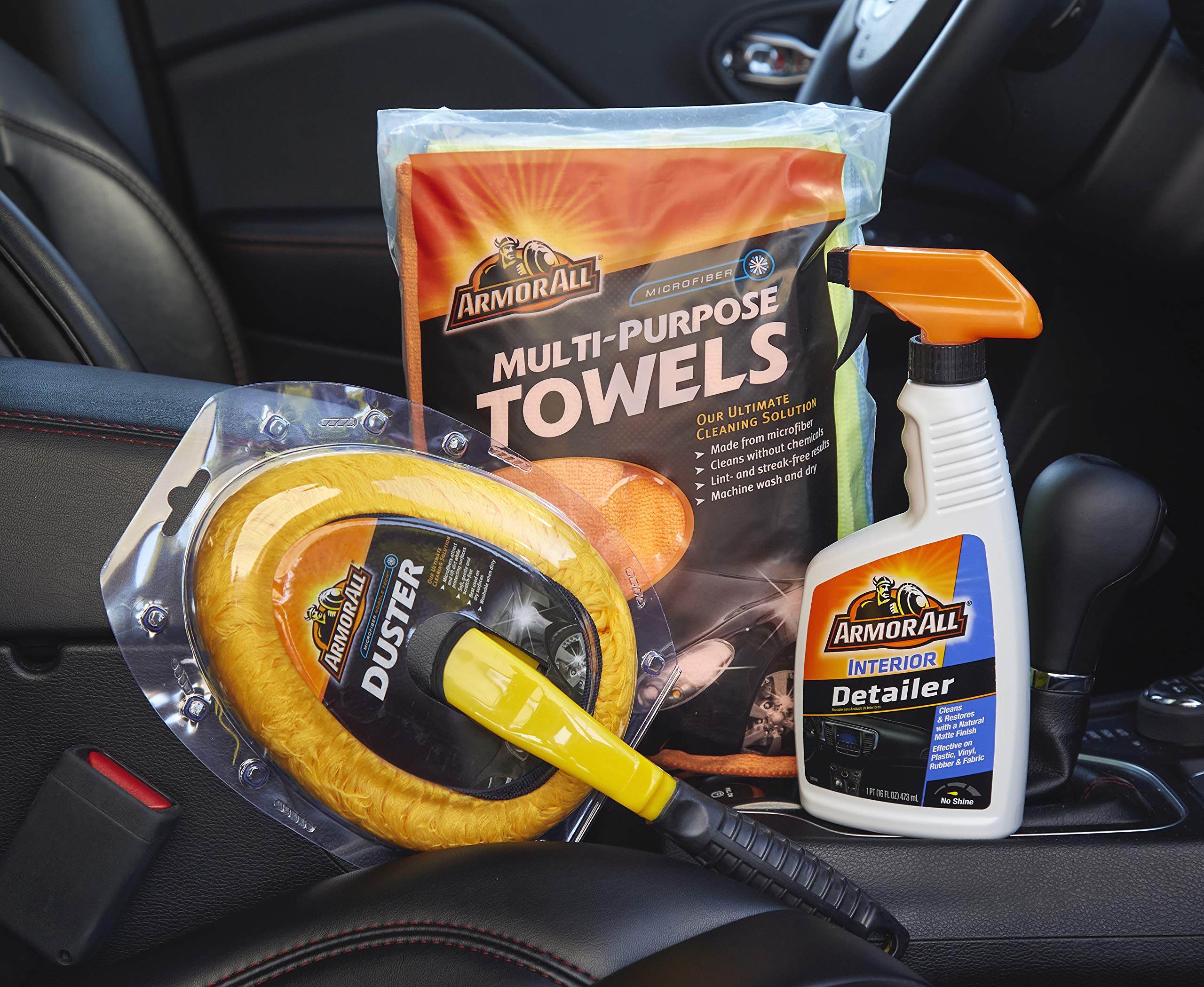 Armor All Interior Car Cleaning Kit, Interior Detailer Spray with Microfiber Towels and Microfiber Duster, 16 Fl Oz (3 Piece Kit