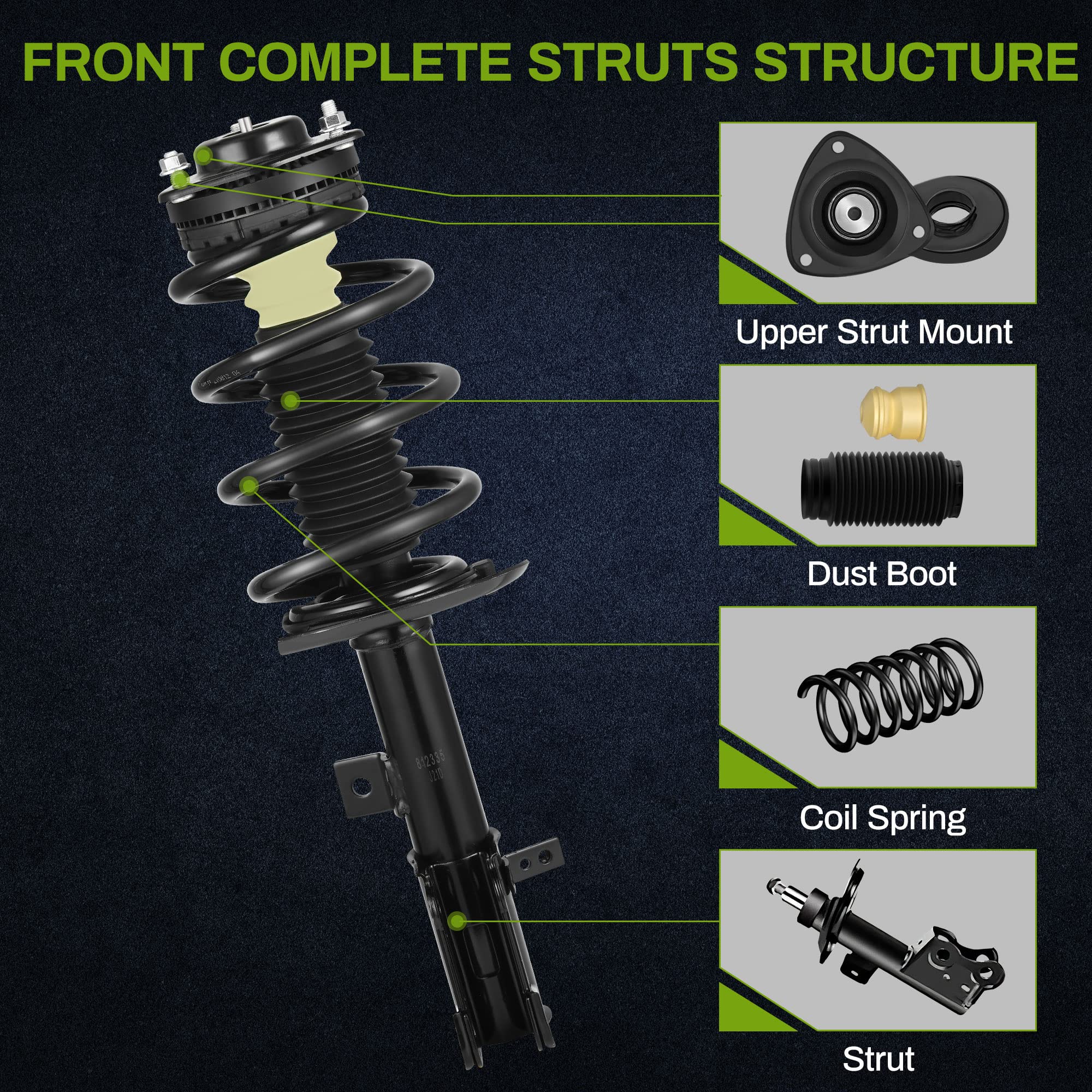 Autosaver88 Front Pair Complete Struts Shocks Assembly Compatible With 2009-2019 Dodge Journey V6