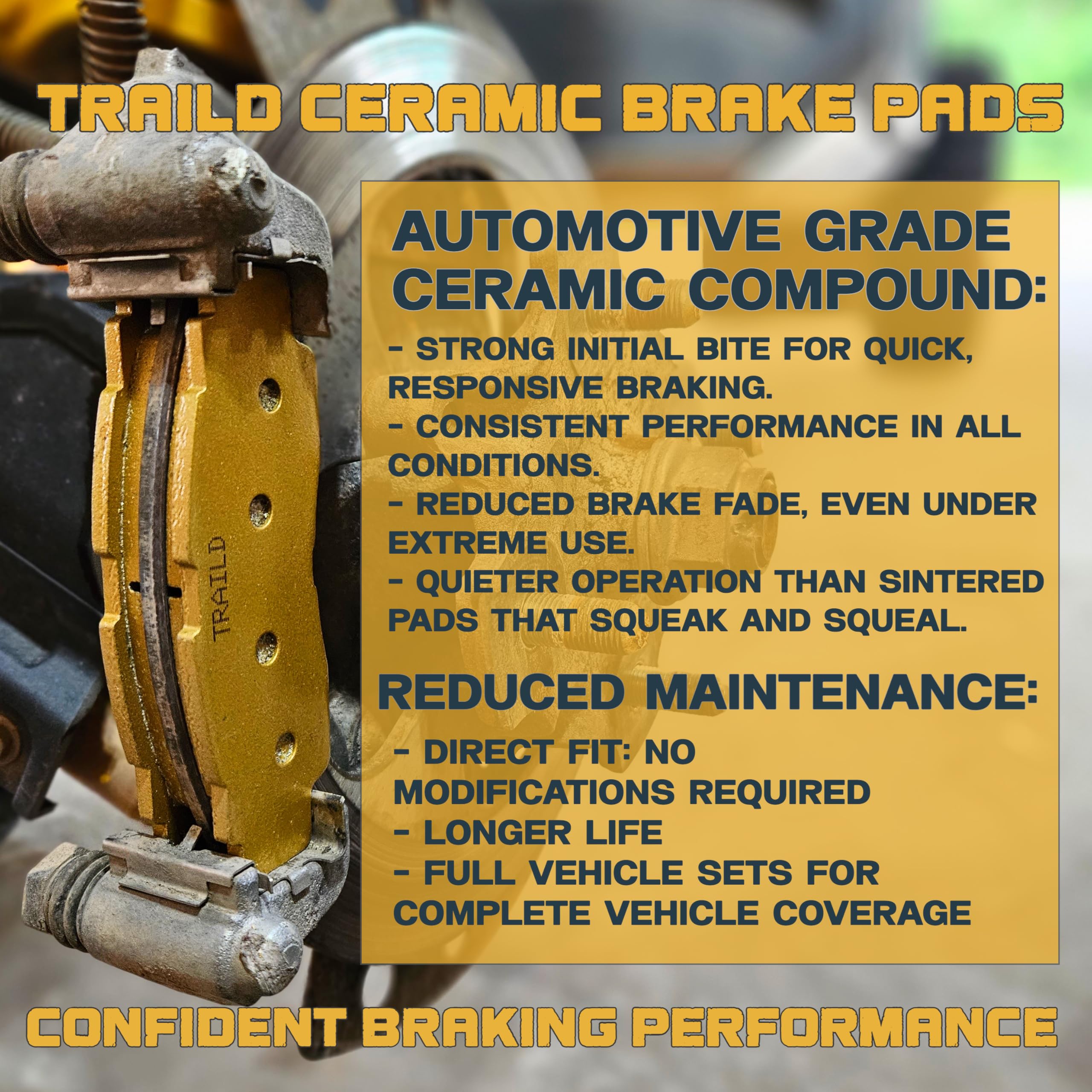 Traild Ceramic Brake Pad Set For Polaris Ranger 500, 570, 700, XP 800, XP 900, XP 1000, Brutus, Diesel, EV 2008-2025 Front & Rea