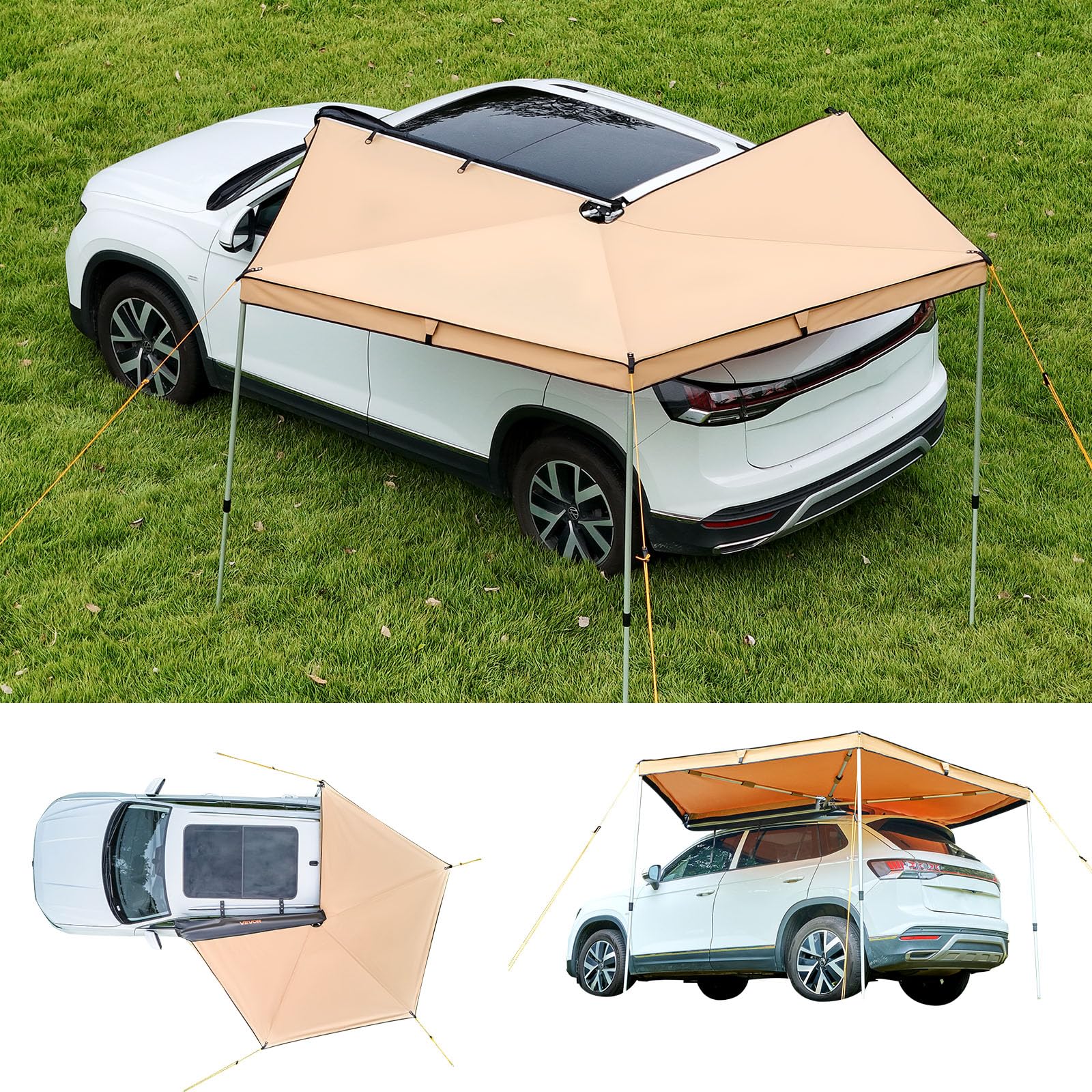 VEVOR 270 Degree Awning, 52 sq.ft Driver Side Vehicle Awning, Waterproof UV50+ Car Side Awnings with Carry Bag, All-Weather Free