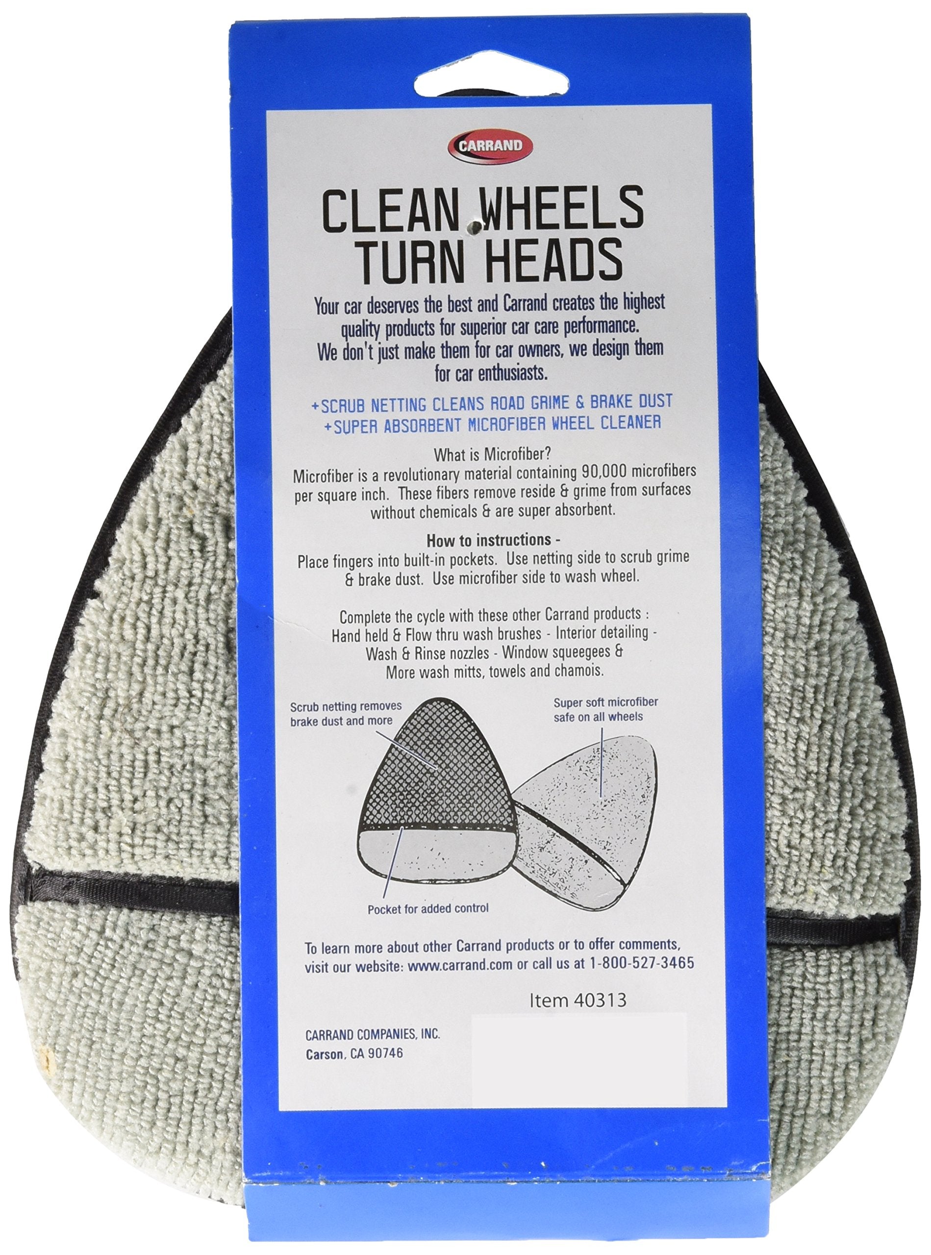 Carrand 40313 2-In-1 Microfiber Wheel Detailer Wash Mitt , Grey