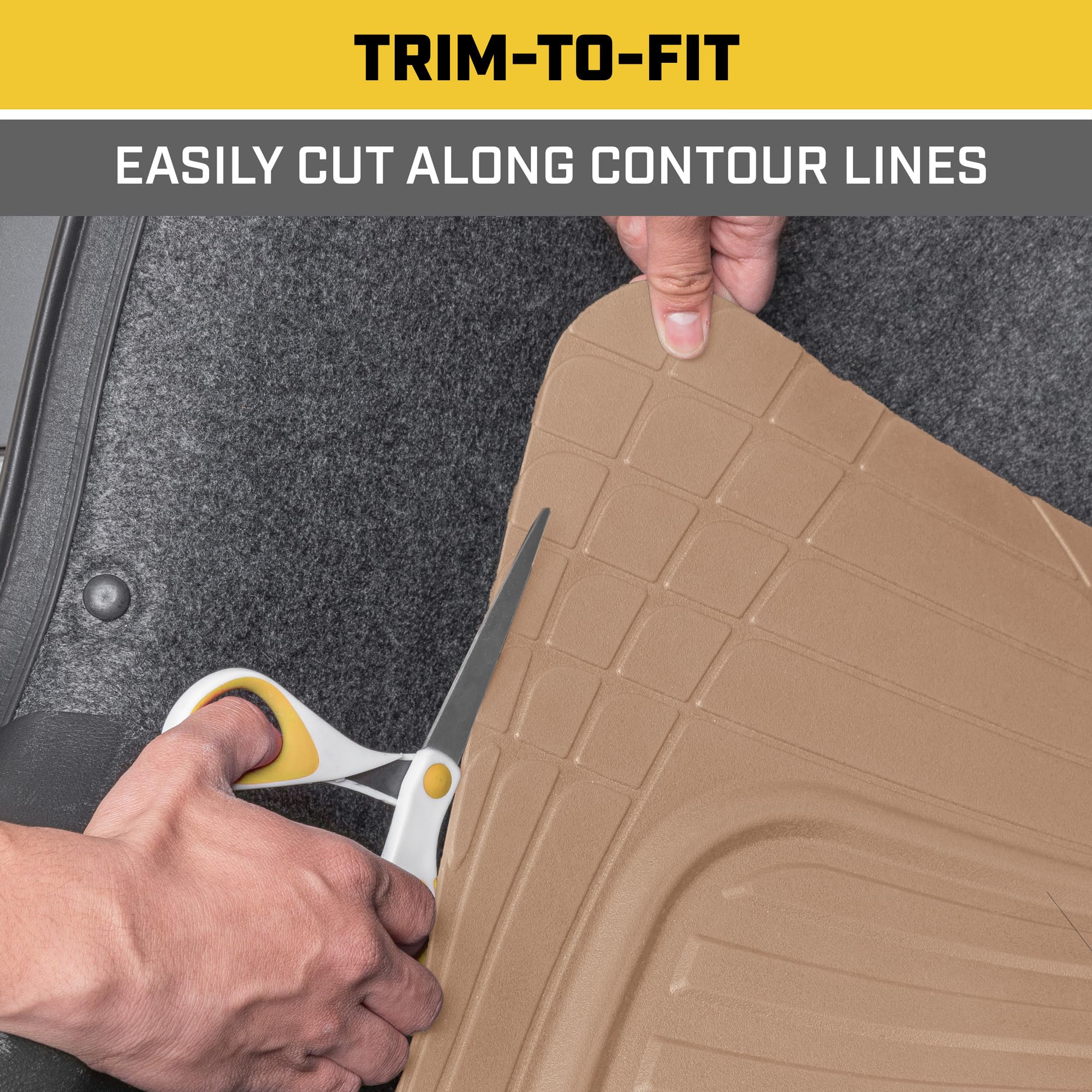 Cat Heavy Duty Suv Beige Cargo Liner & Car Trunk Mat - Universal Trimmable All Weather Cargo Mats For Back Of Suv - Suv Trunk Ma