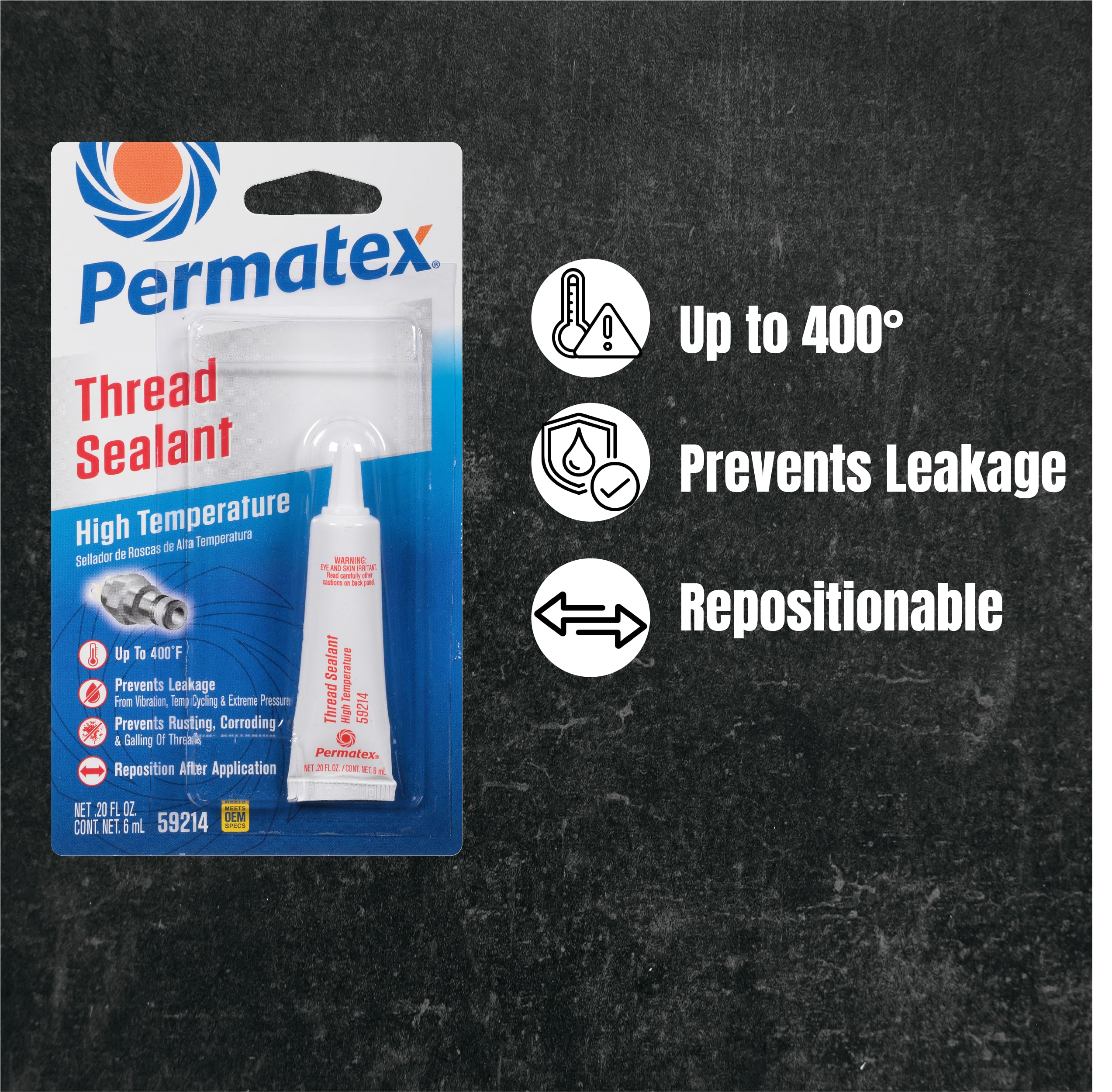 Permatex 59214 High Temperature Thread Sealant, 6 Ml Tube, Pack Of 1